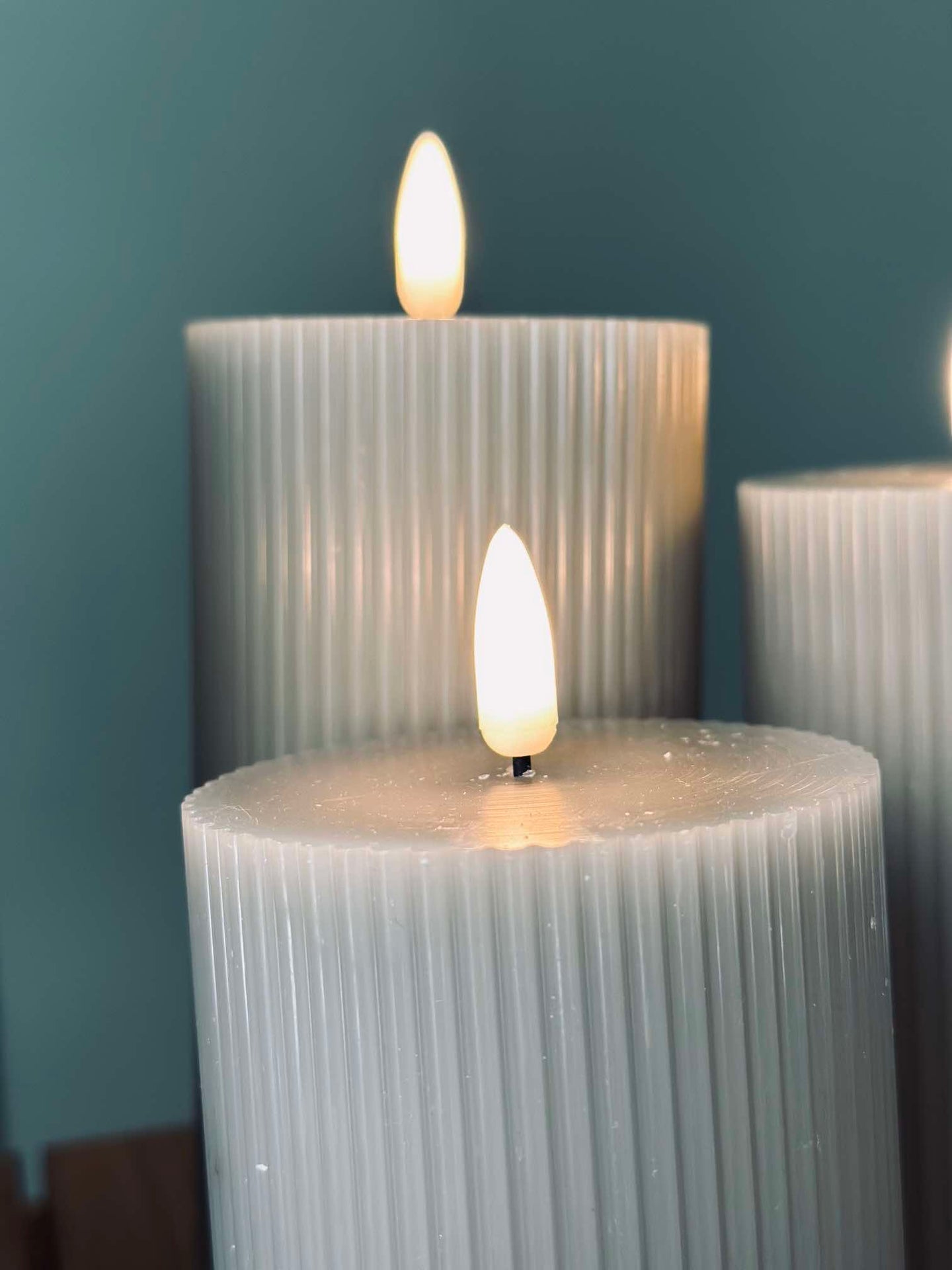 LED-blockljus Sand med räfflor - Set om 3 st