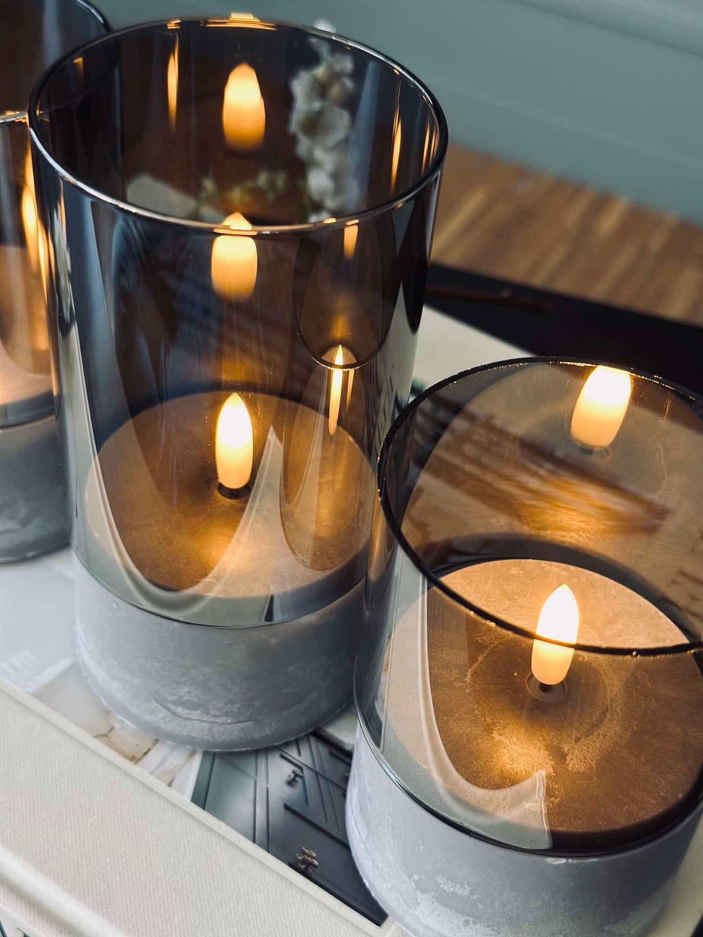 LED GREY Cylinder Set med 3 st - Godkänd för inne och ute