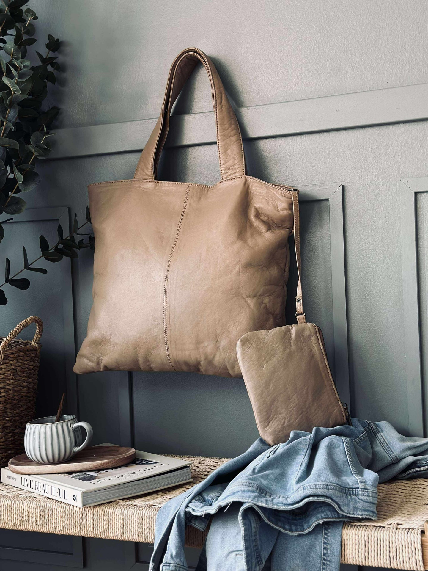 Shopper bläck clutch MILLE – Latte