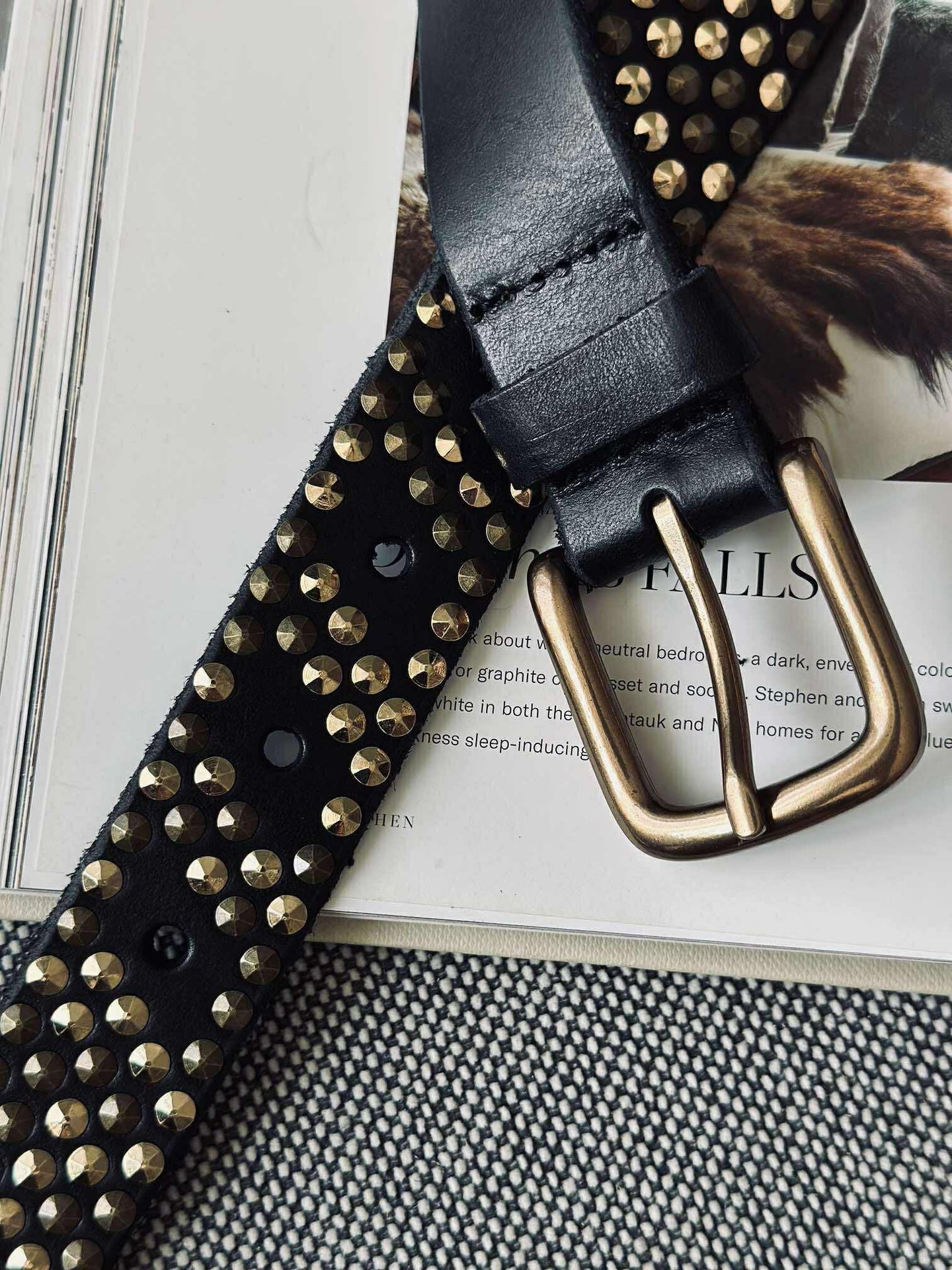 Jeansbälte med nitar - Svart / guld