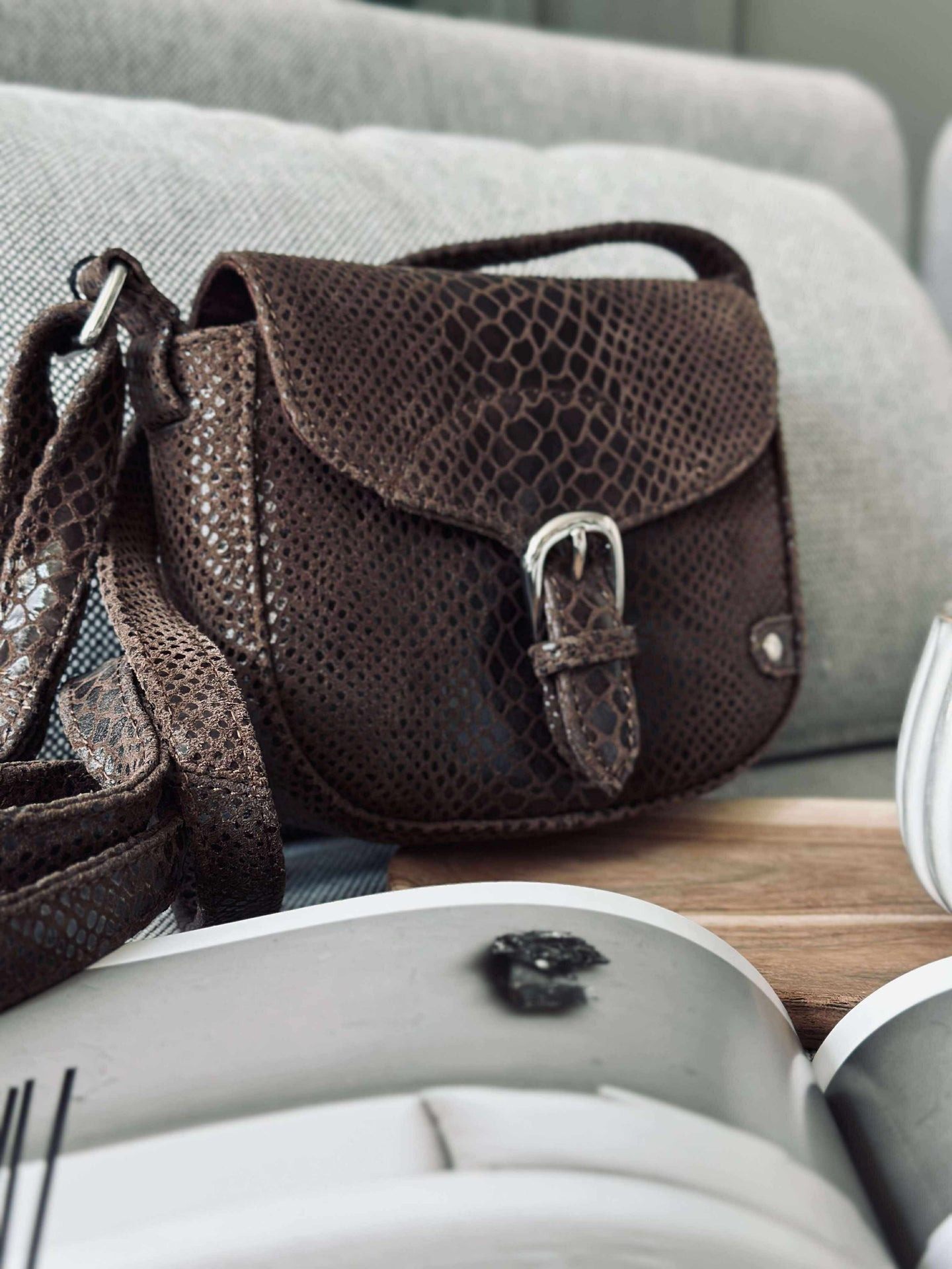 Crossbody Aura - Brown croco