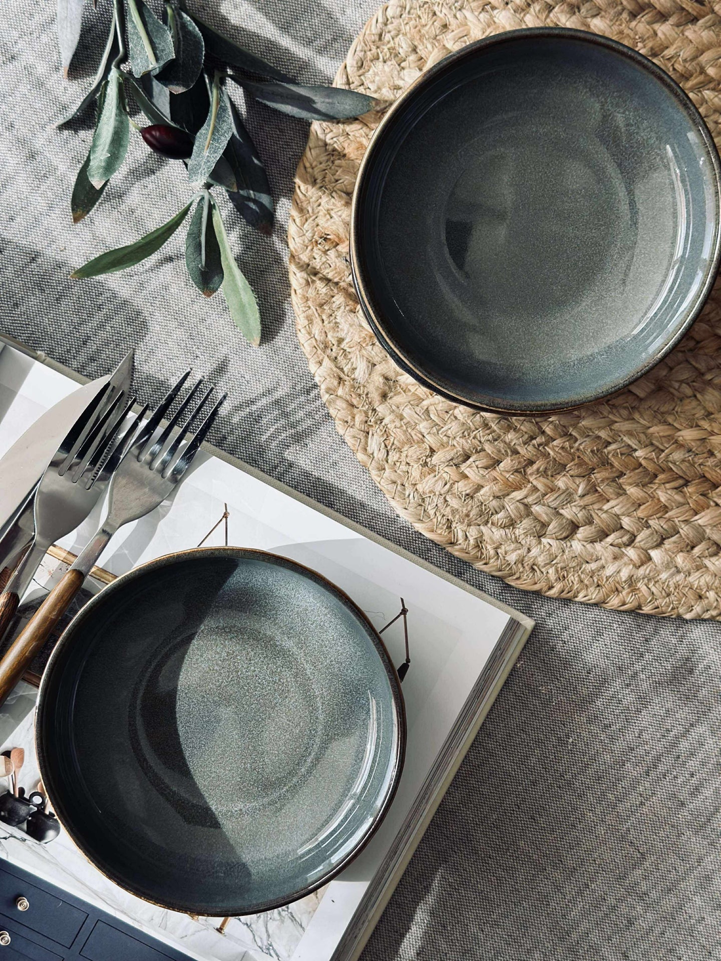 Skål VIGA randig stengods - Grå / brun 12cm