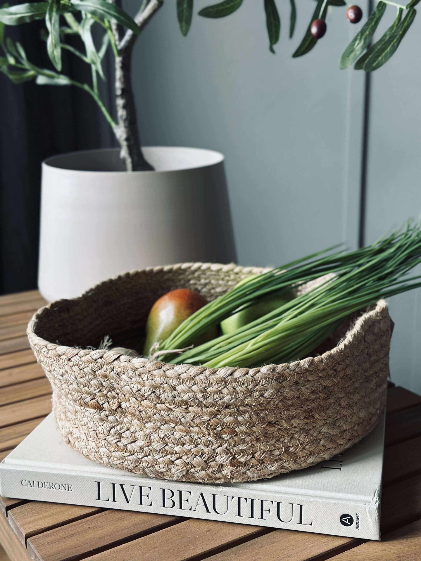 Rund korg - Jute