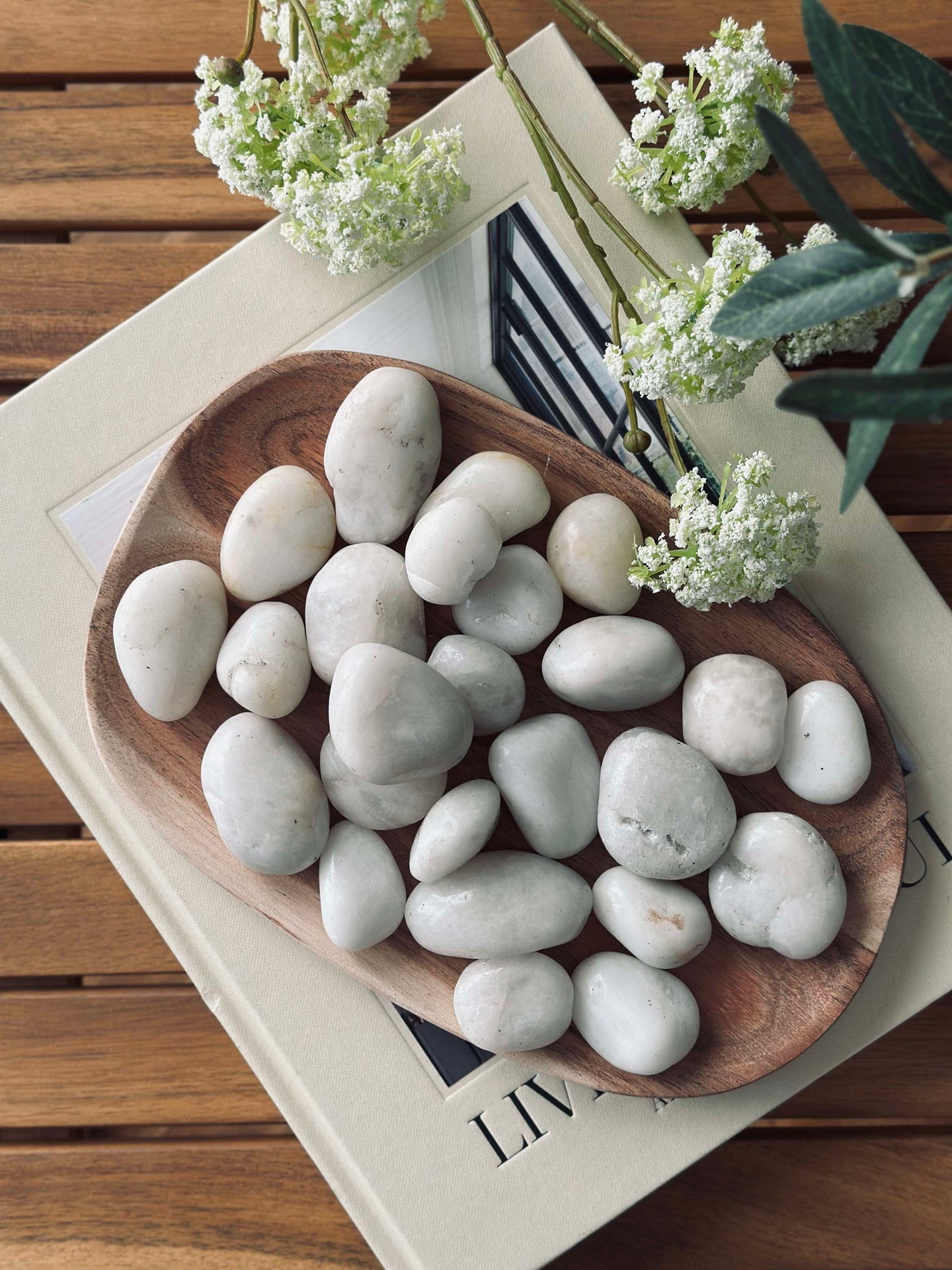 Dekorationsstenar - 850 gram MIX vit