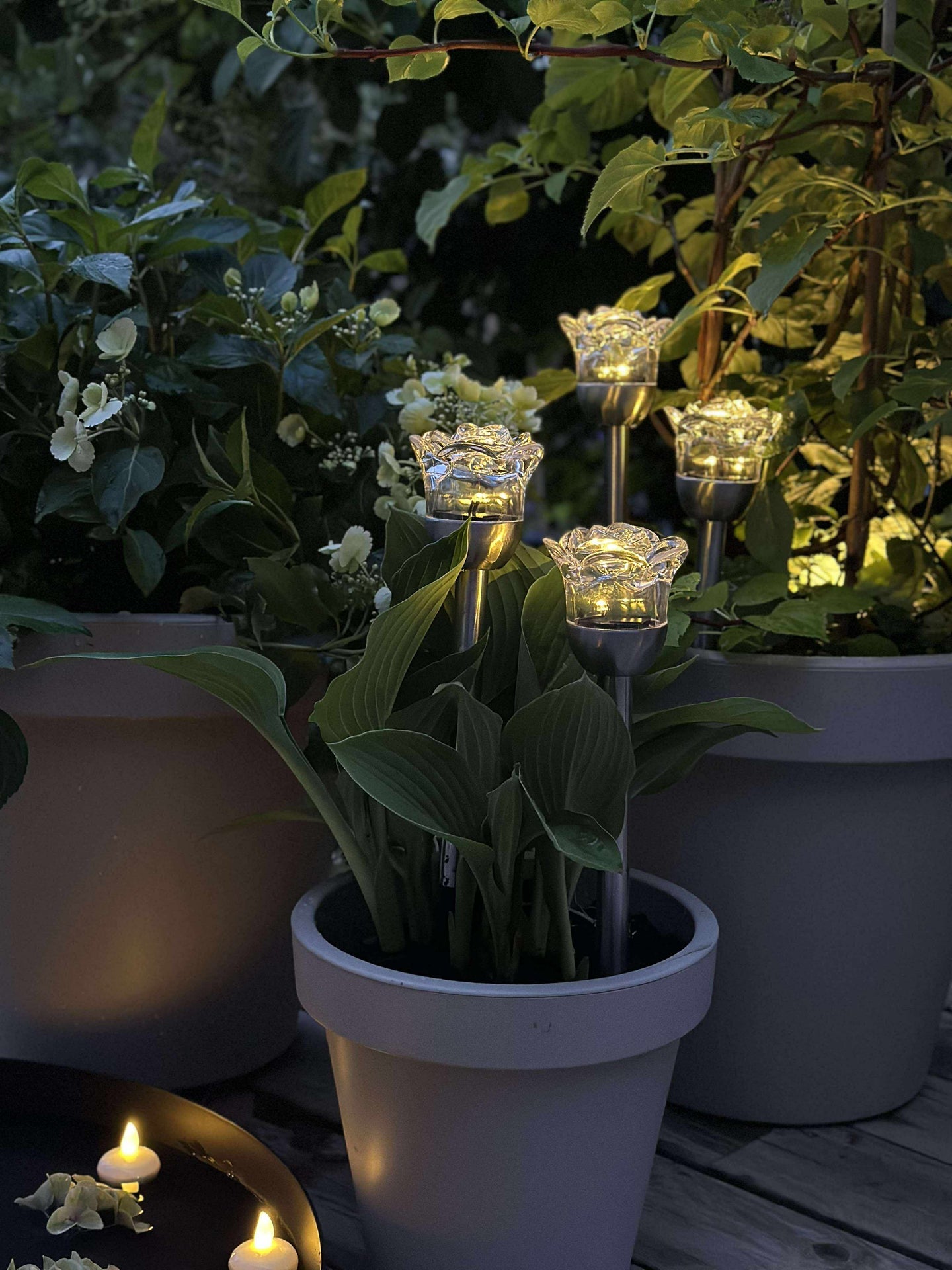 Fackla med solceller FLOWER – Set med 4 st