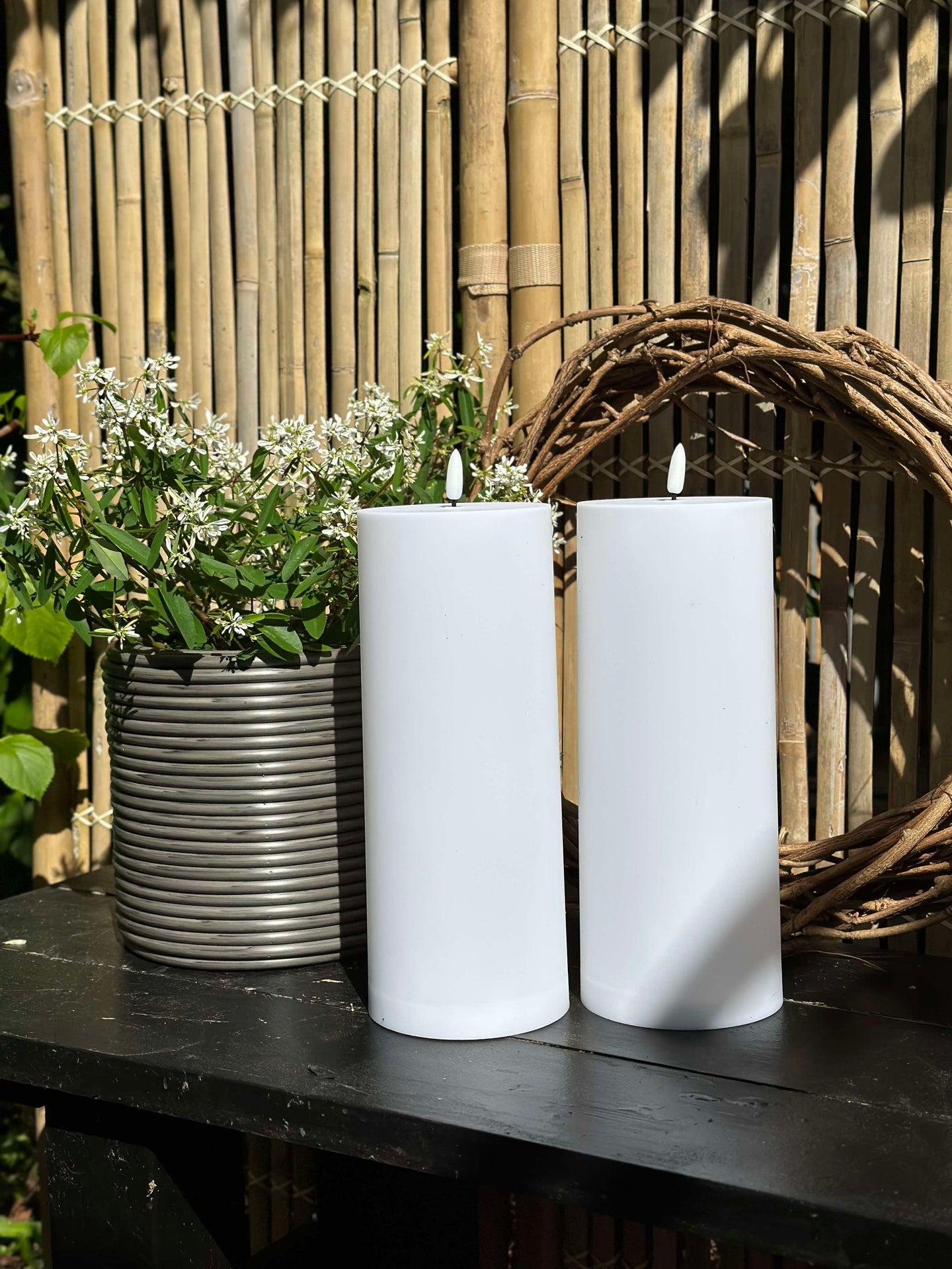 Utomhus XL LED Blockljus H 25cm - Set med 2 st inkl. fjärrkontroll