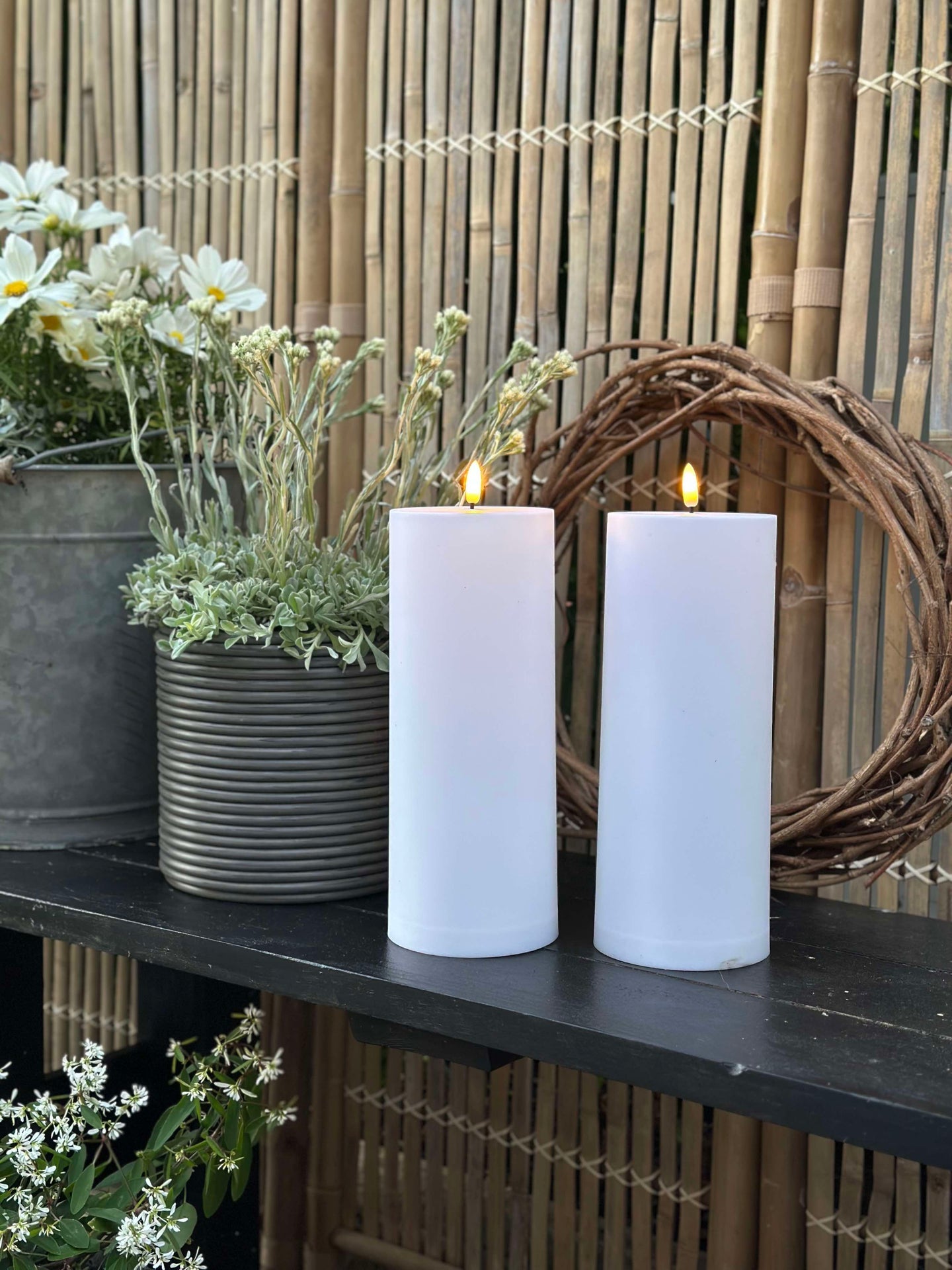 Utomhus XL LED Blockljus H 25cm - Set med 2 st inkl. fjärrkontroll