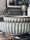 Skål VIGA randig stengods - Grå 12cm