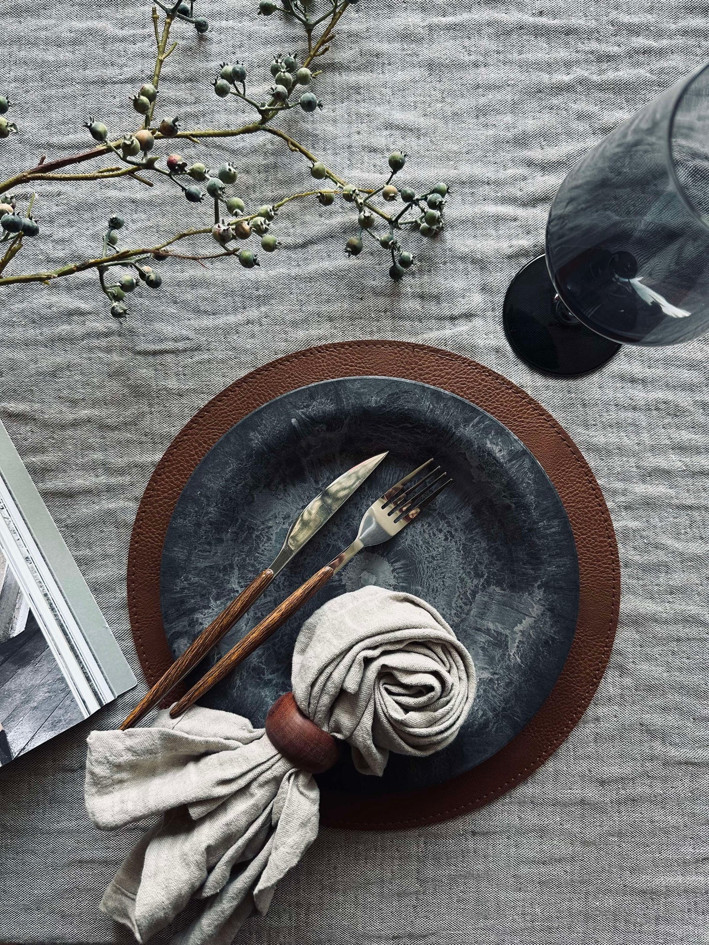 Vändbar bordstablett - Konjak / natur