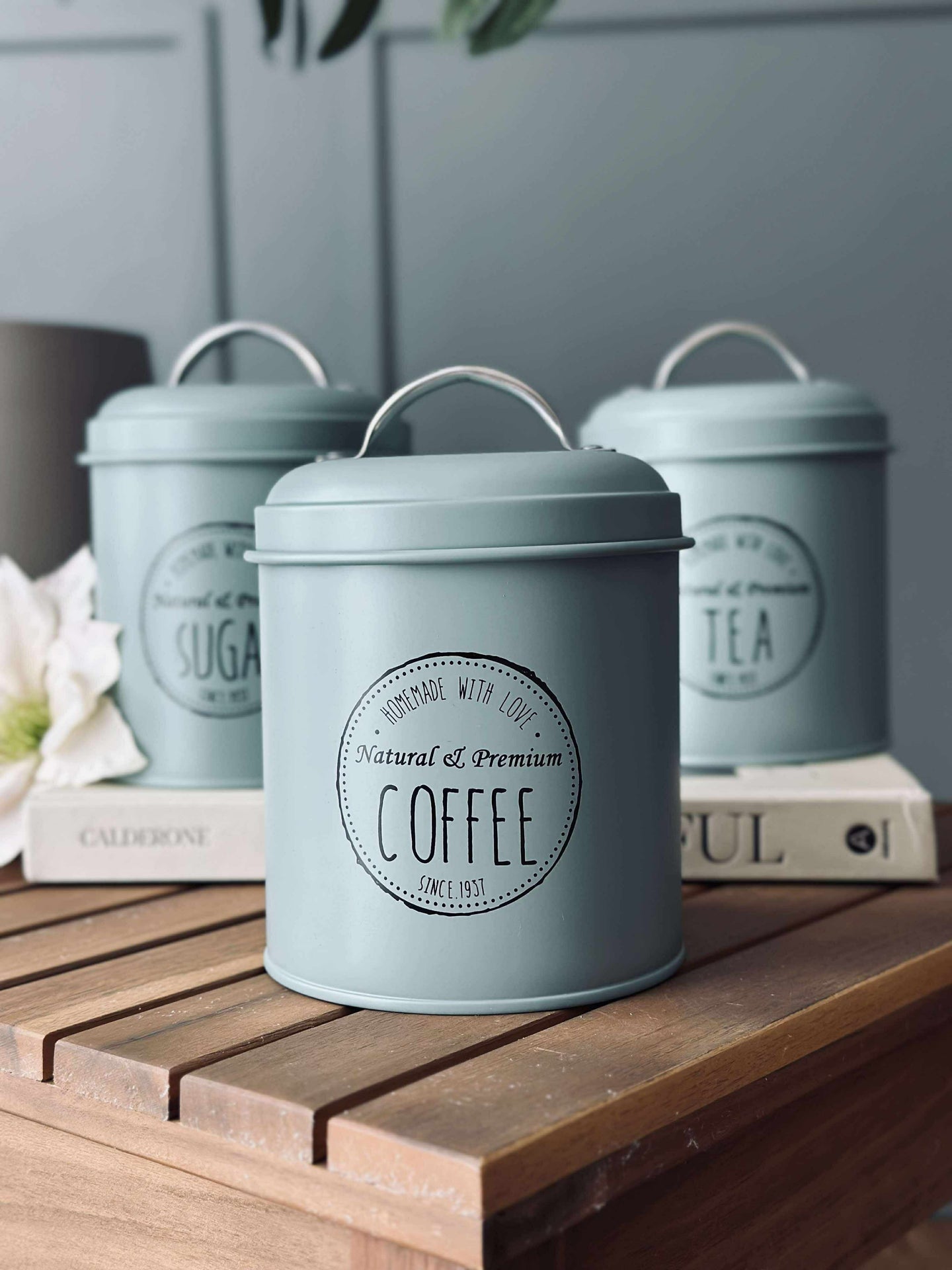 Förvaringsburkar 3 st - Dammig grön