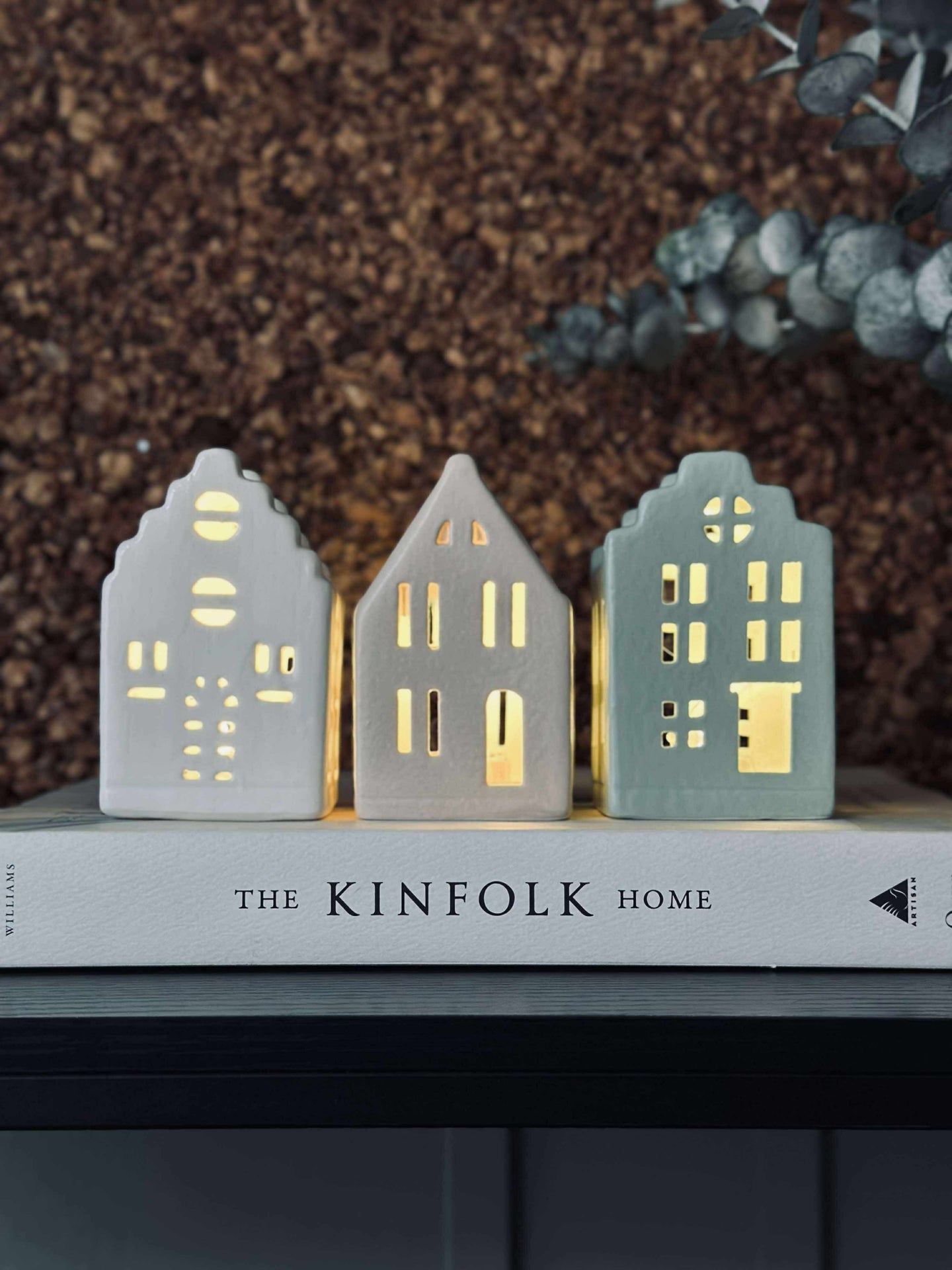 Ljushus med LED - Set med 3 hus