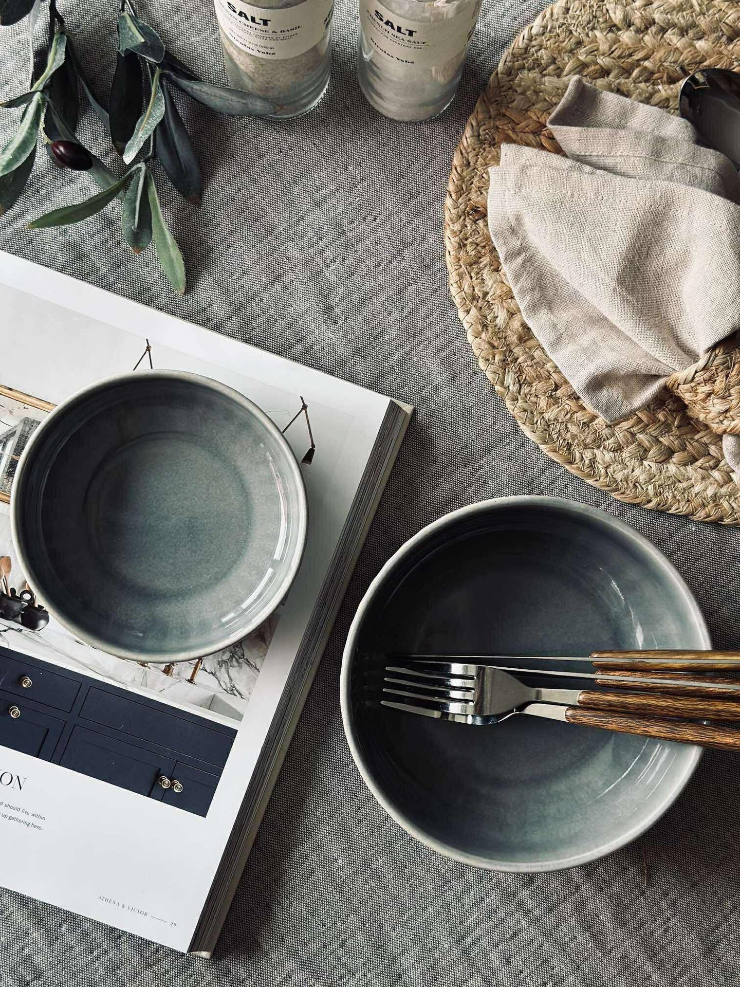 Skål VIGA randig stengods - Blå 16cm