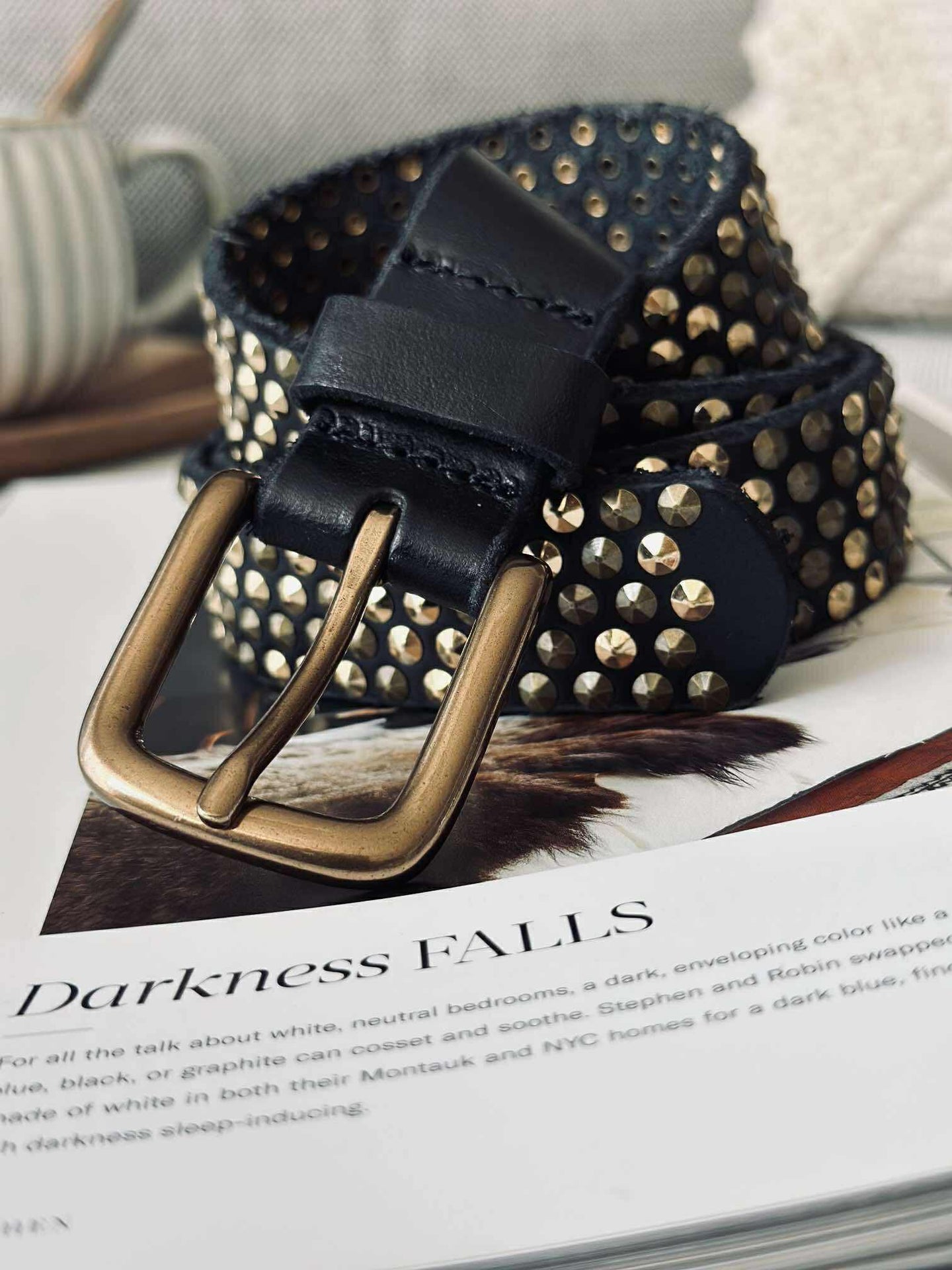 Jeansbälte med nitar - Svart / guld