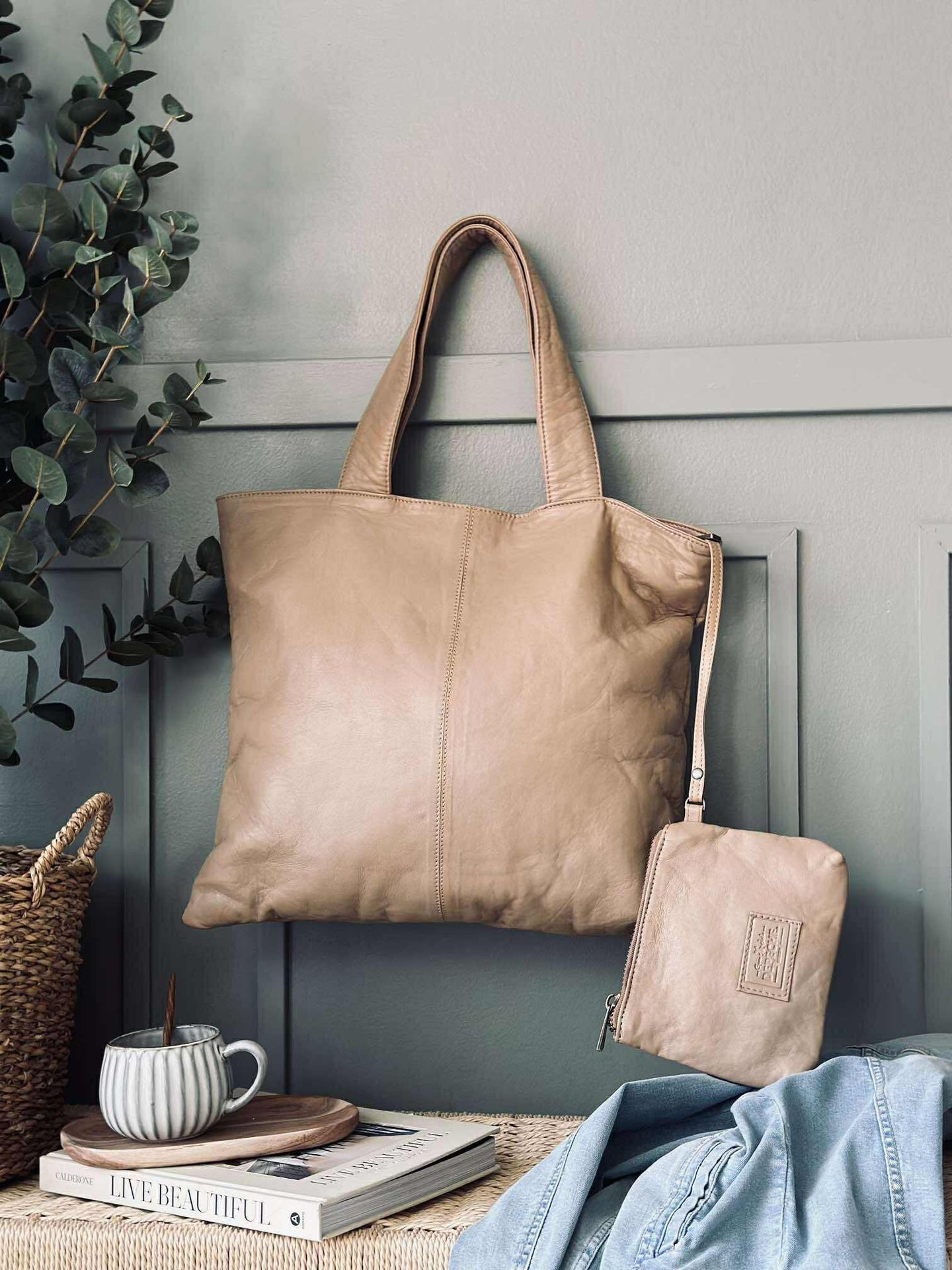 Shopper bläck clutch MILLE – Latte