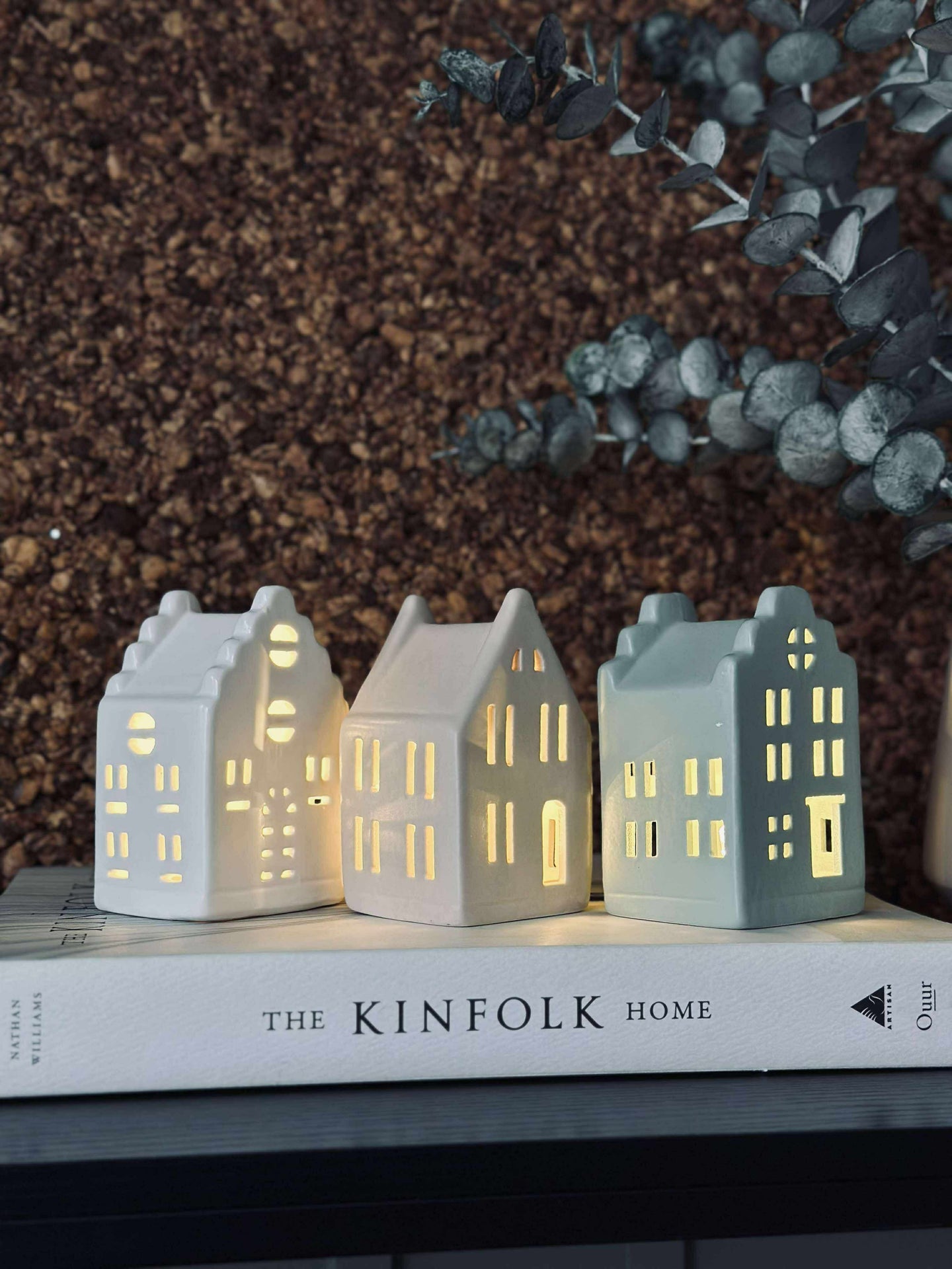 Ljushus med LED - Set med 3 hus