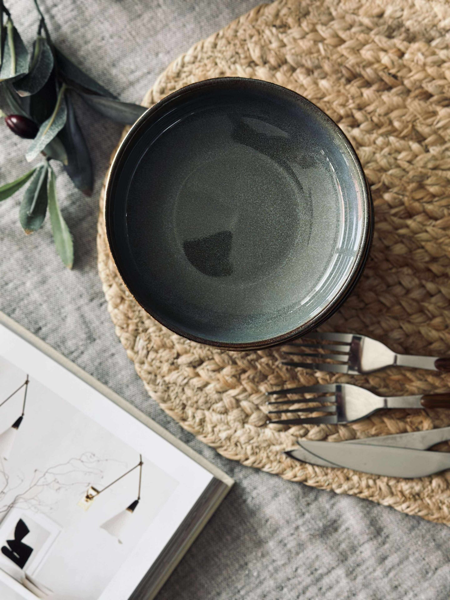 Skål VIGA randig stengods - Grå / brun 12cm