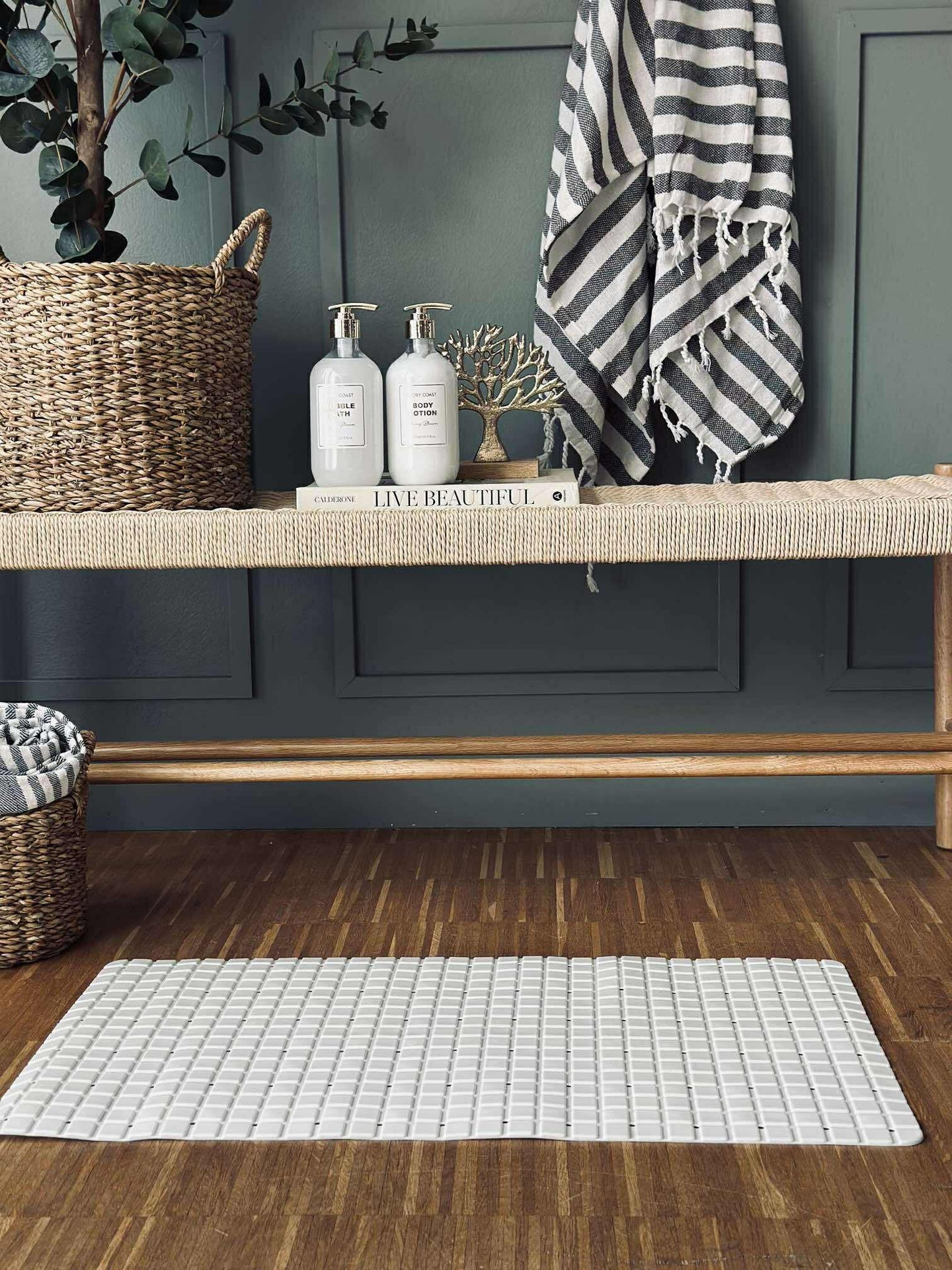 Halkfri badrumsmatta 69x39 - Vit