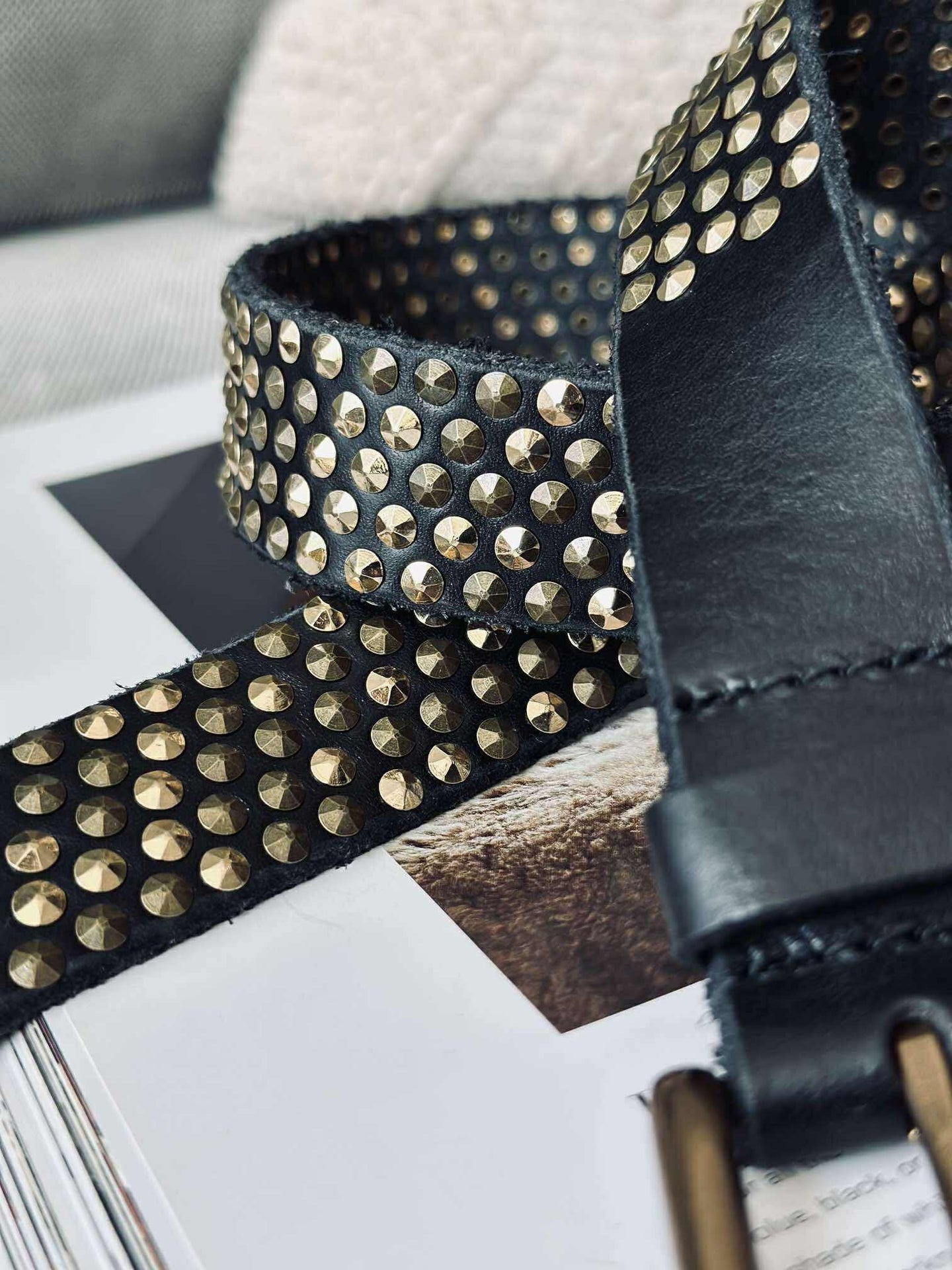 Jeansbälte med nitar - Svart / guld