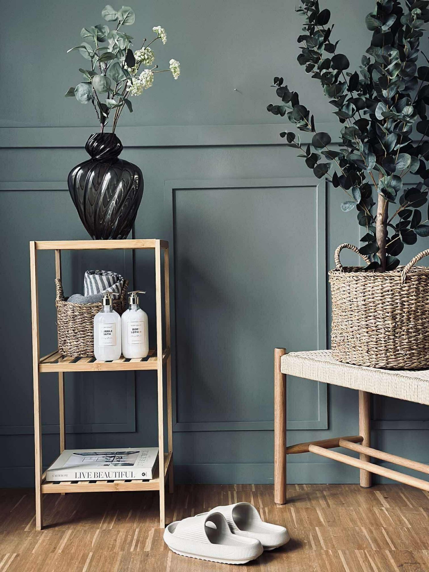 Hylla med 3 hyllplan - Bambu