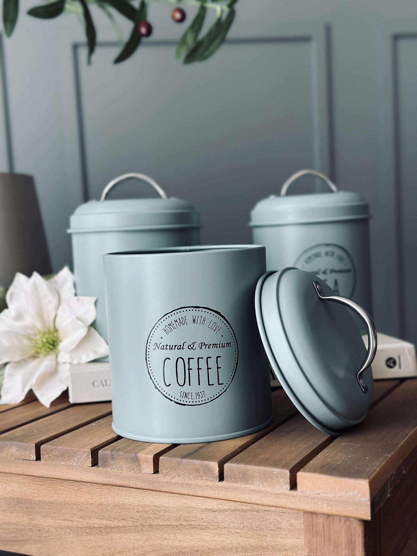 Förvaringsburkar 3 st - Dammig grön