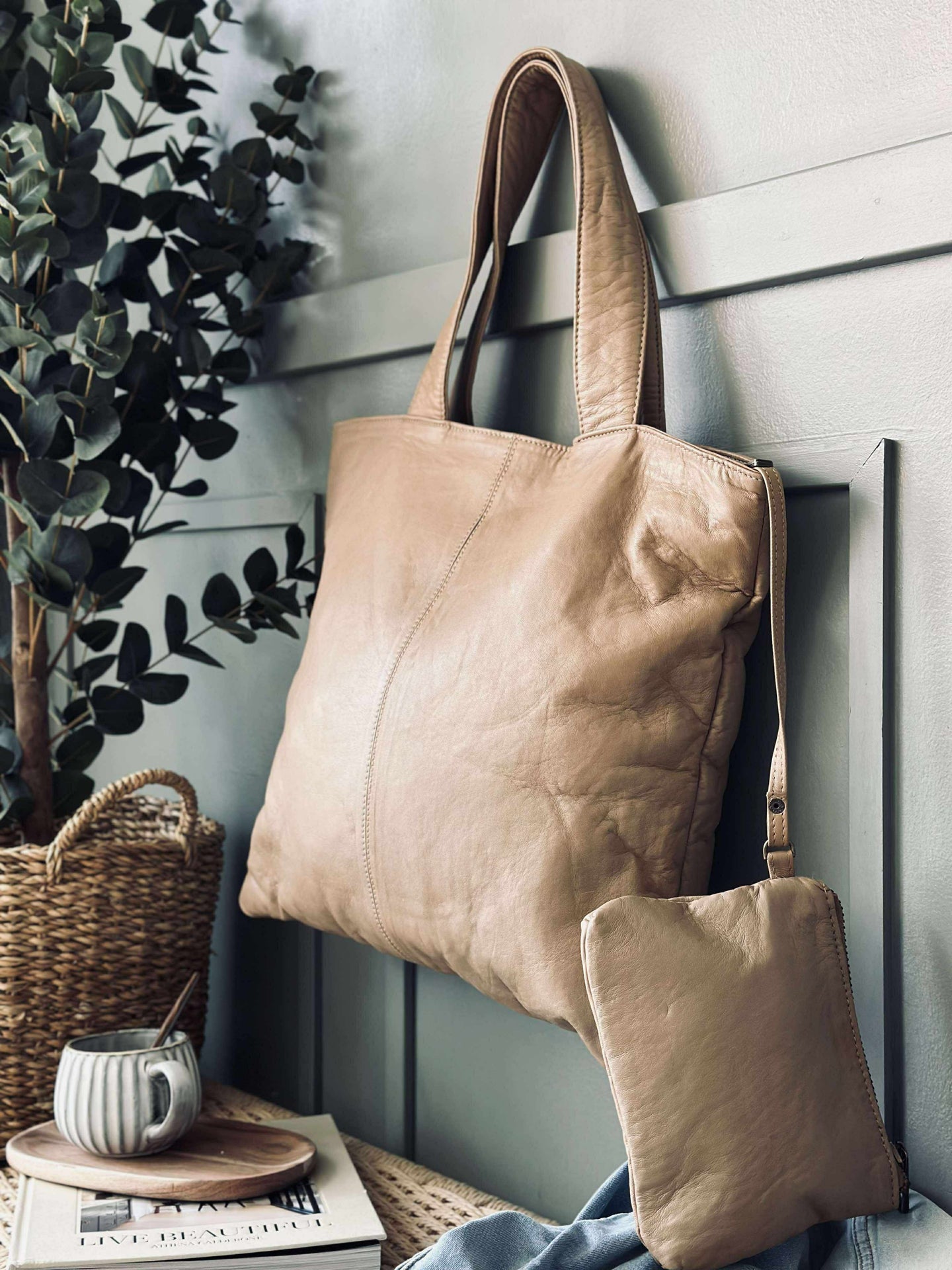 Shopper bläck clutch MILLE – Latte