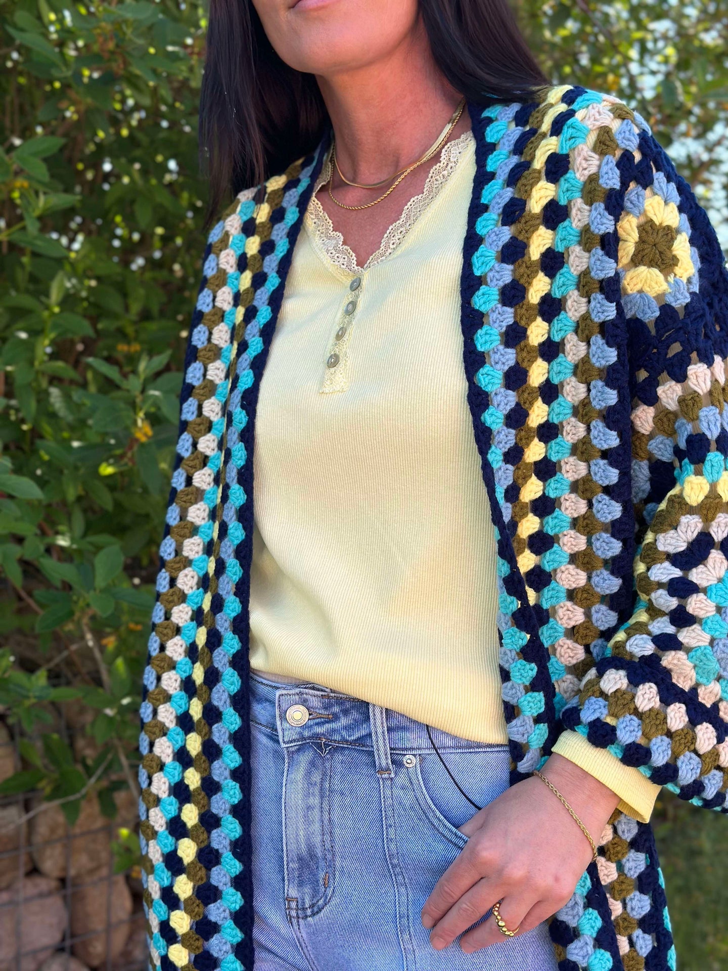 Blus Masha med knappar - Sommar gul