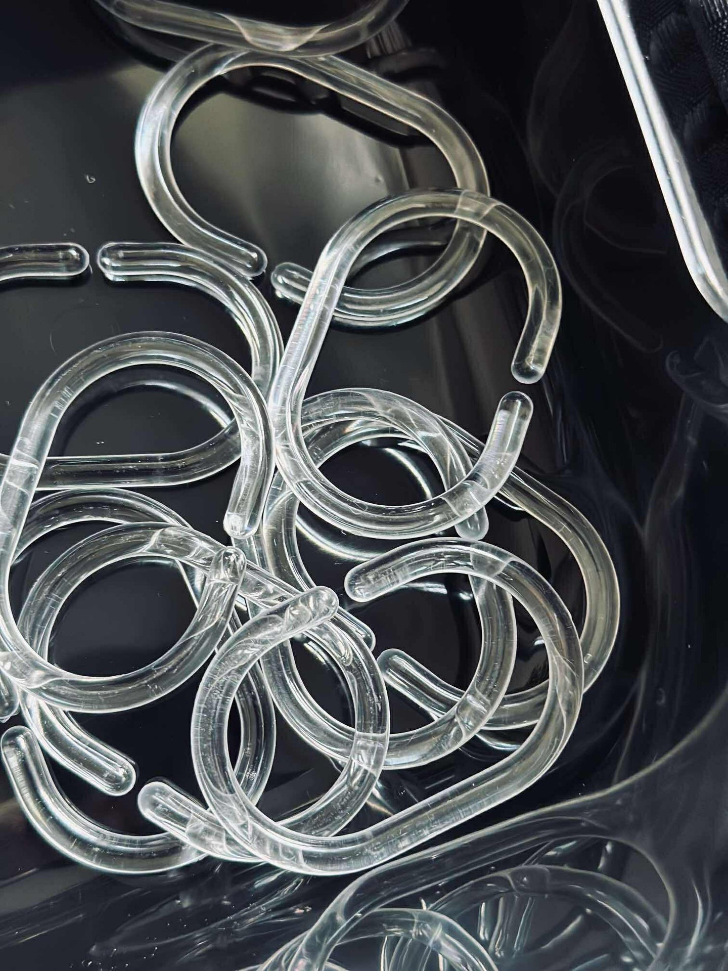 Badrumssats: Duschdraperi & badmatta / Svart