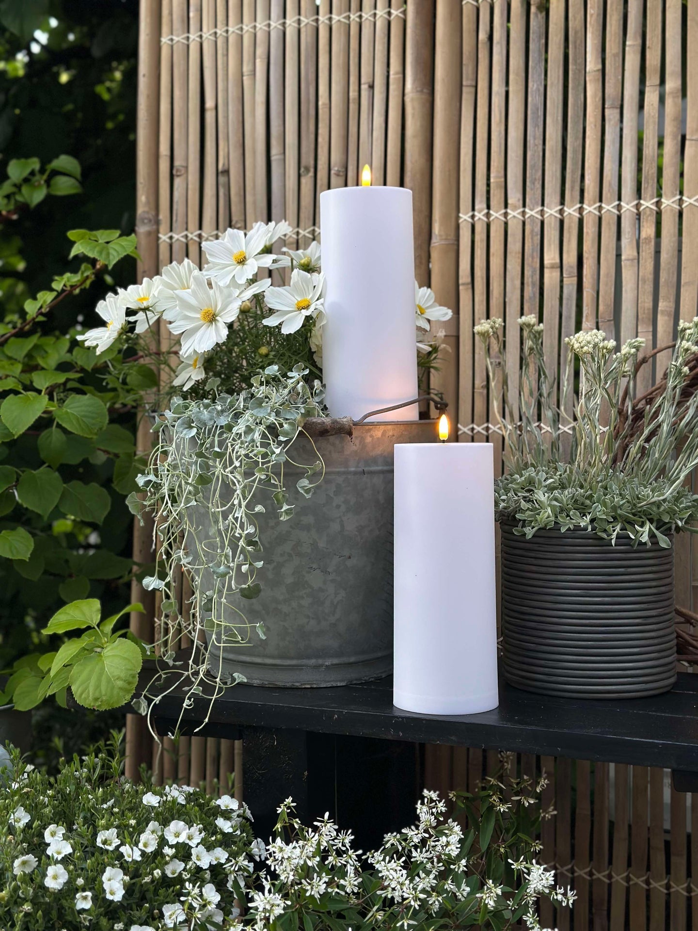 Utomhus XL LED Blockljus H 25cm - Set med 2 st inkl. fjärrkontroll