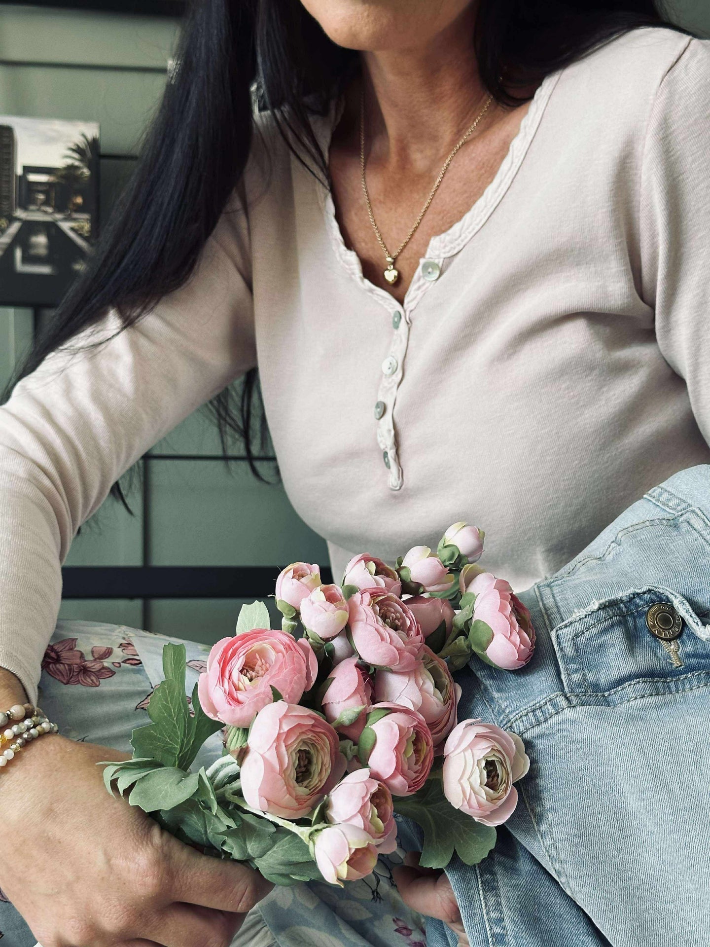 Basblus med knappar – Rosa