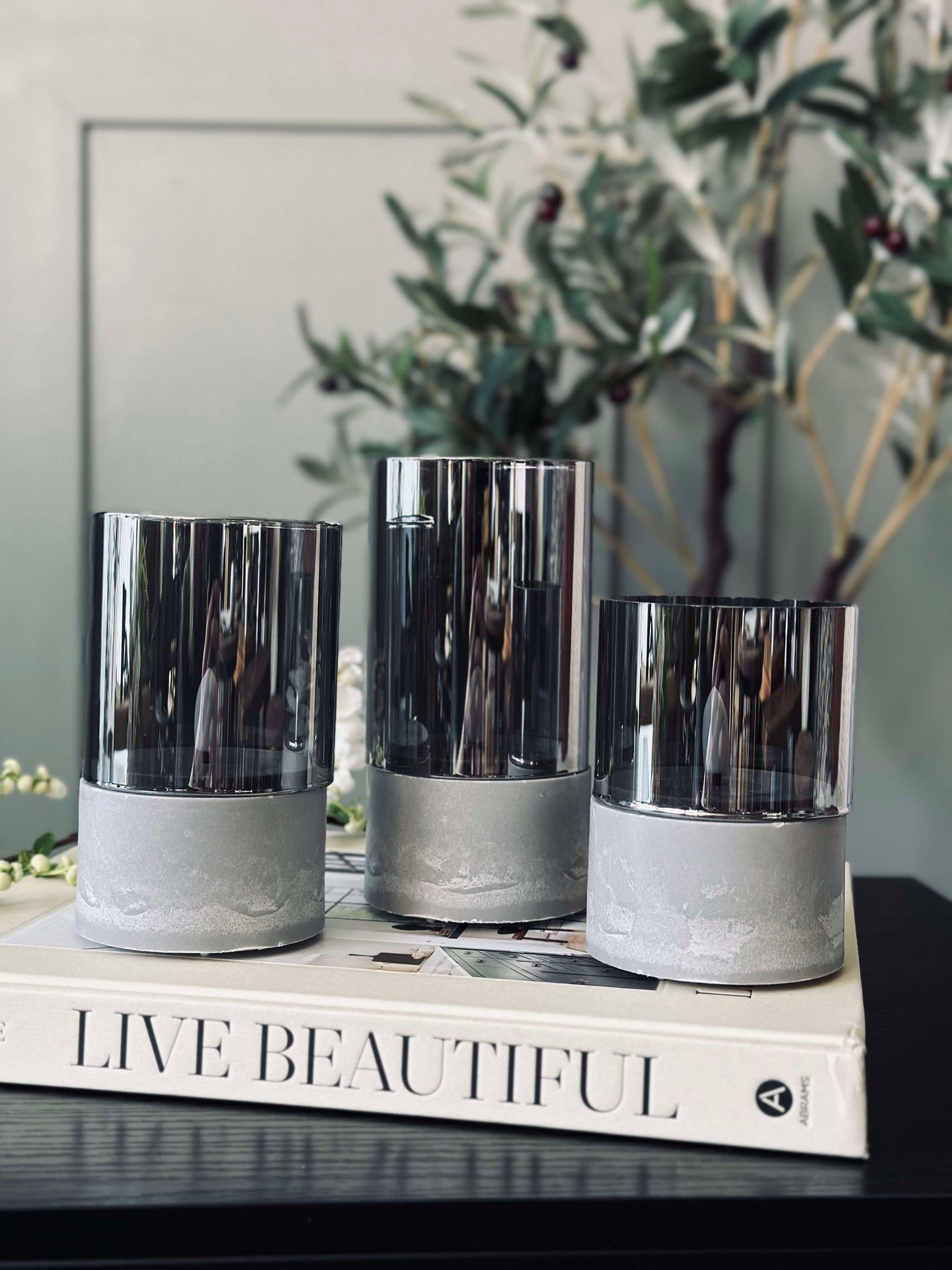 LED GREY Cylinder Set med 3 st - Godkänd för inne och ute