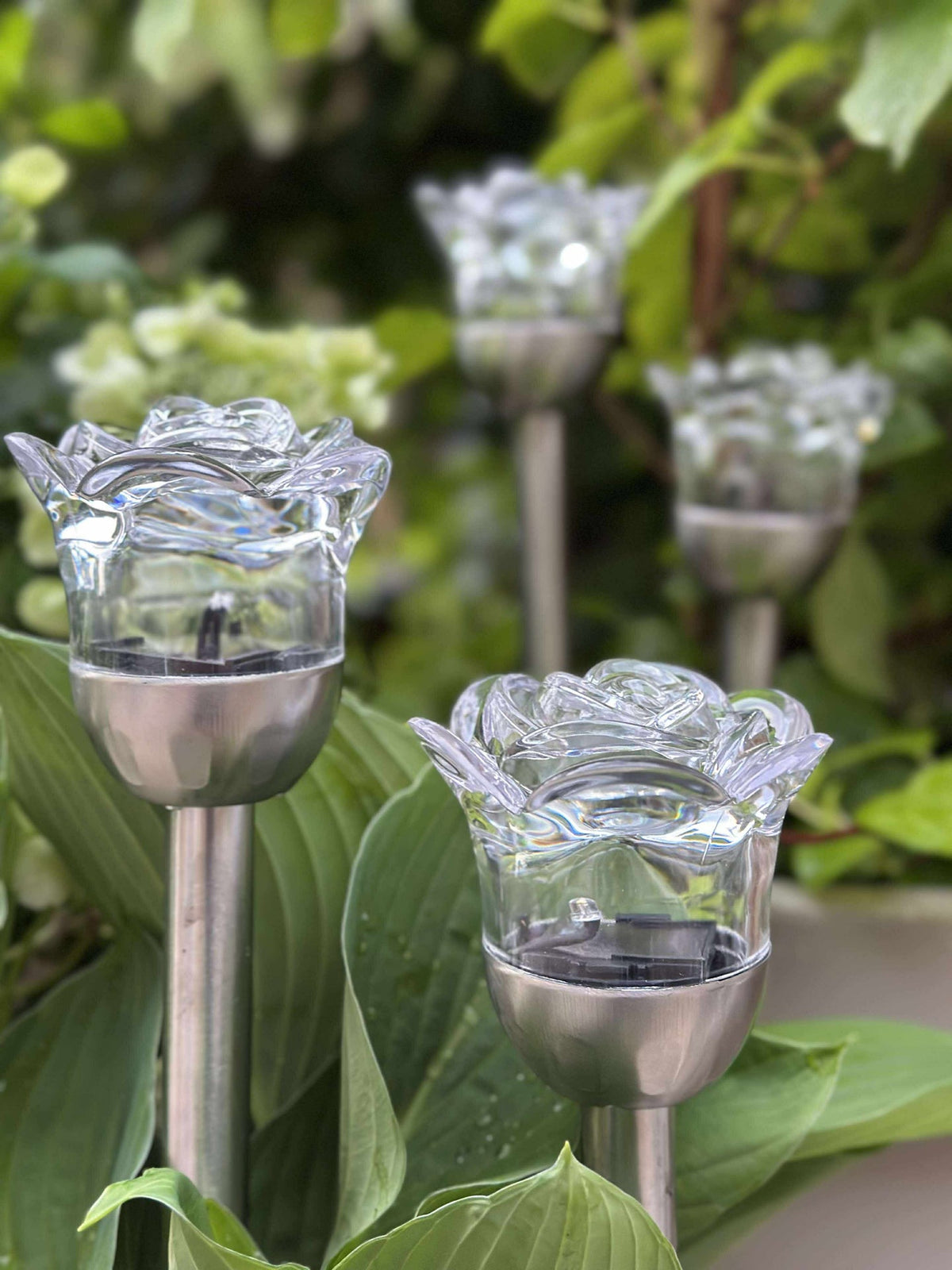 Fackla med solceller FLOWER – Set med 4 st