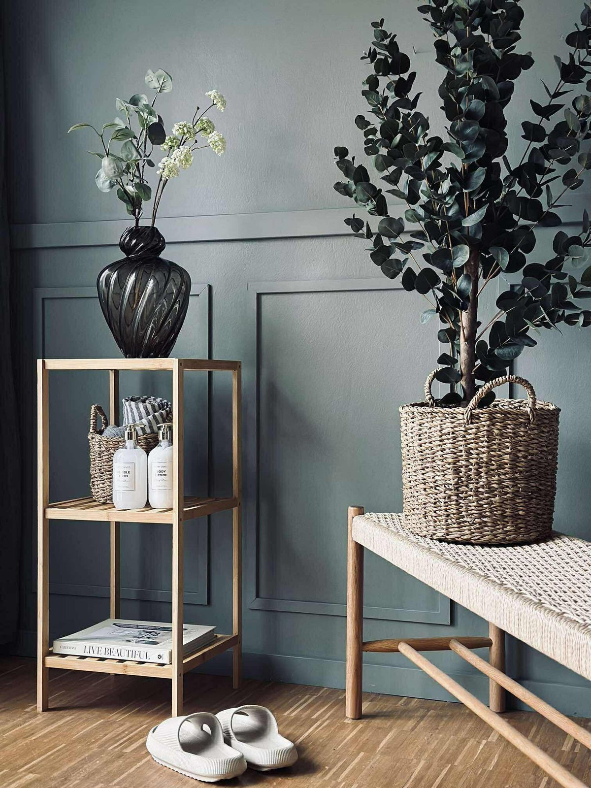 Hylla med 3 hyllplan - Bambu