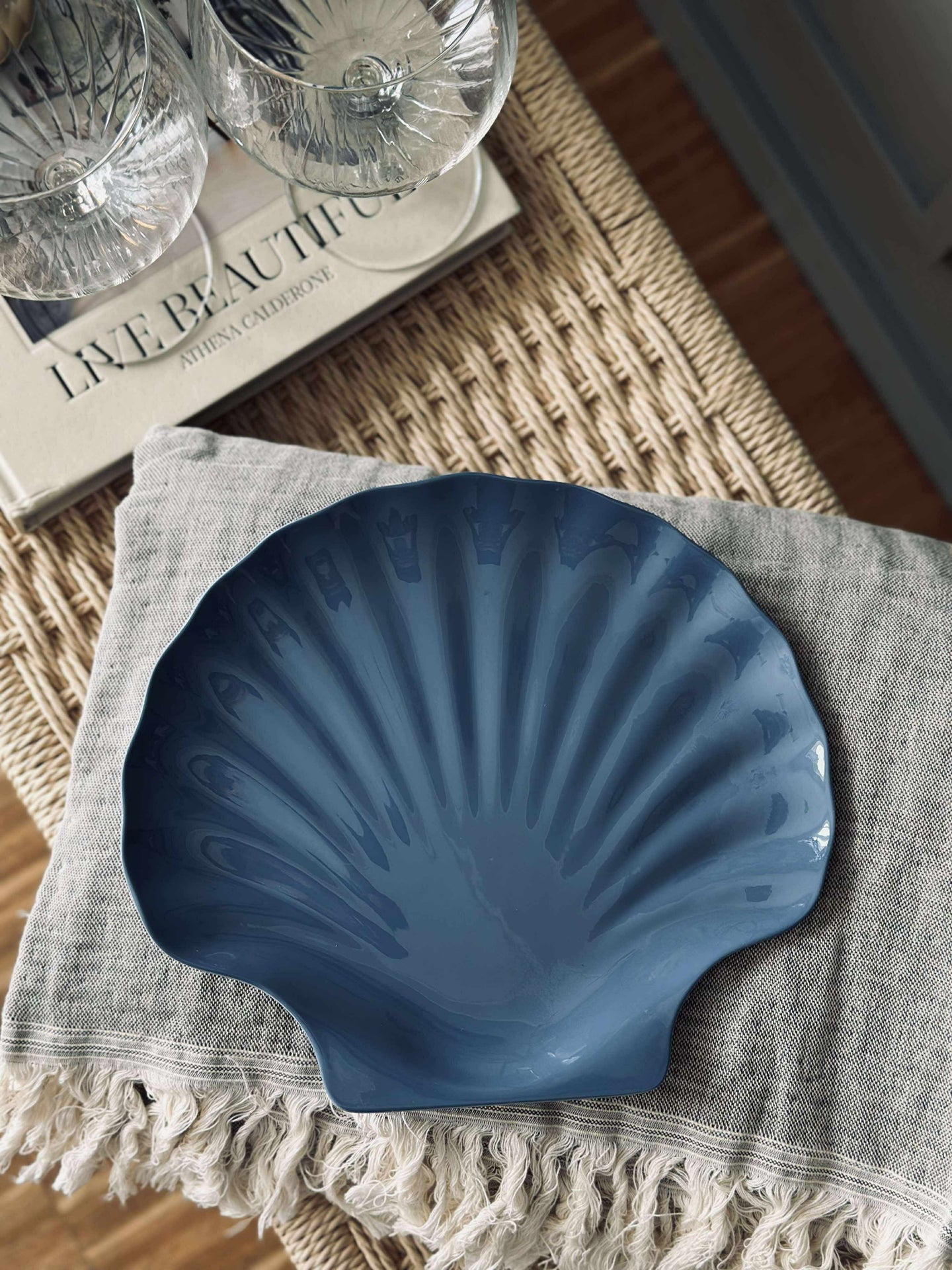 Tallrik melamin - Blå mussla