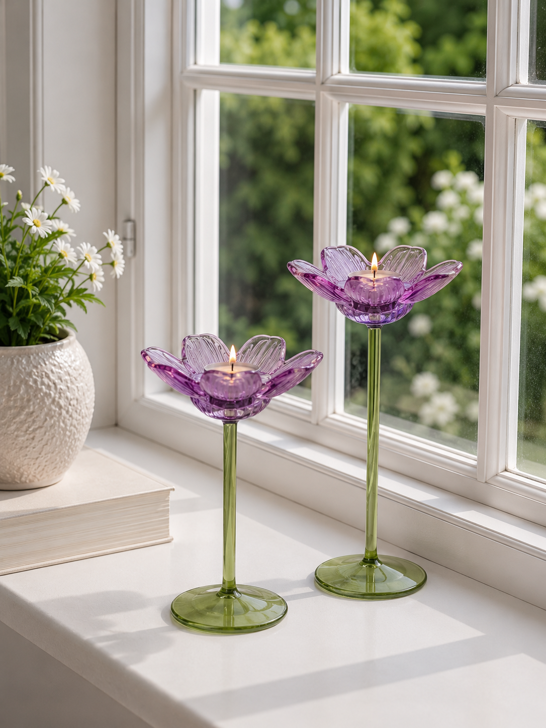 Värmeljushållare blomma - Lila
