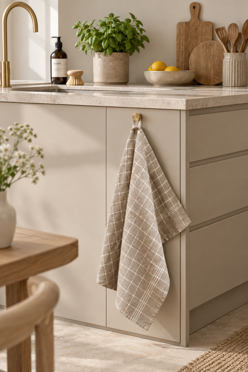 Köksdukar beige - förpackning med 3 st