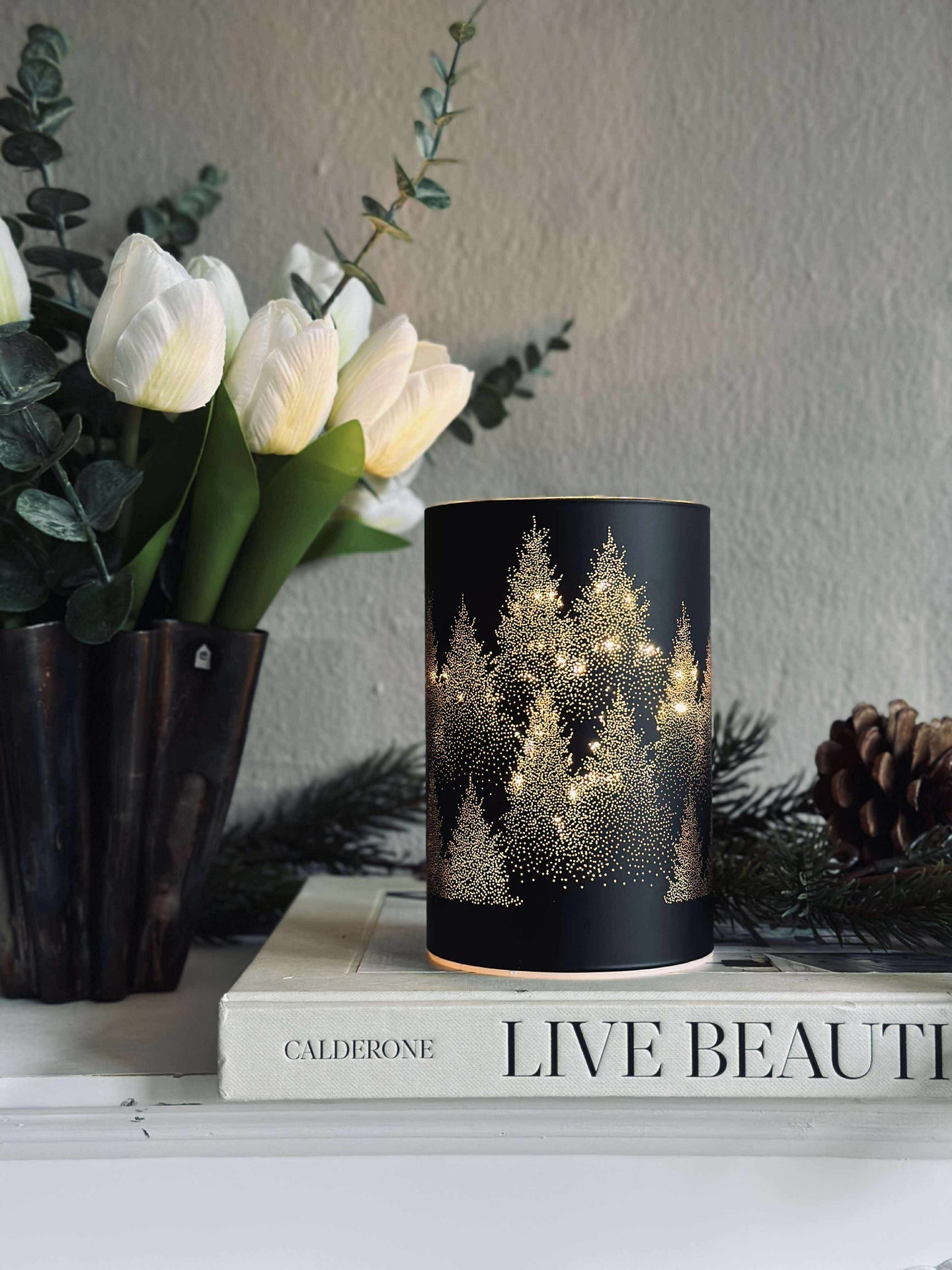 Ljuslykta svart guld - LED-ljus