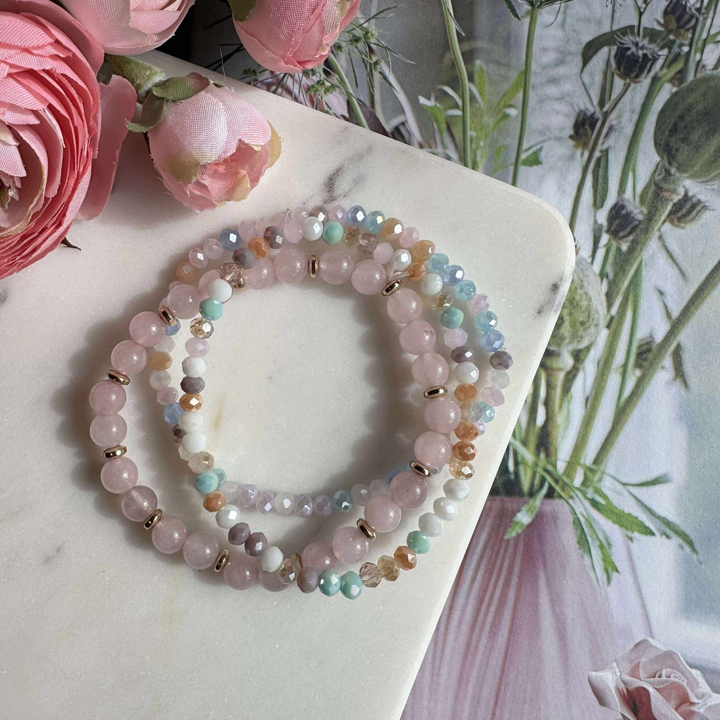 Armband Luna Soft pink – Set med 3 st