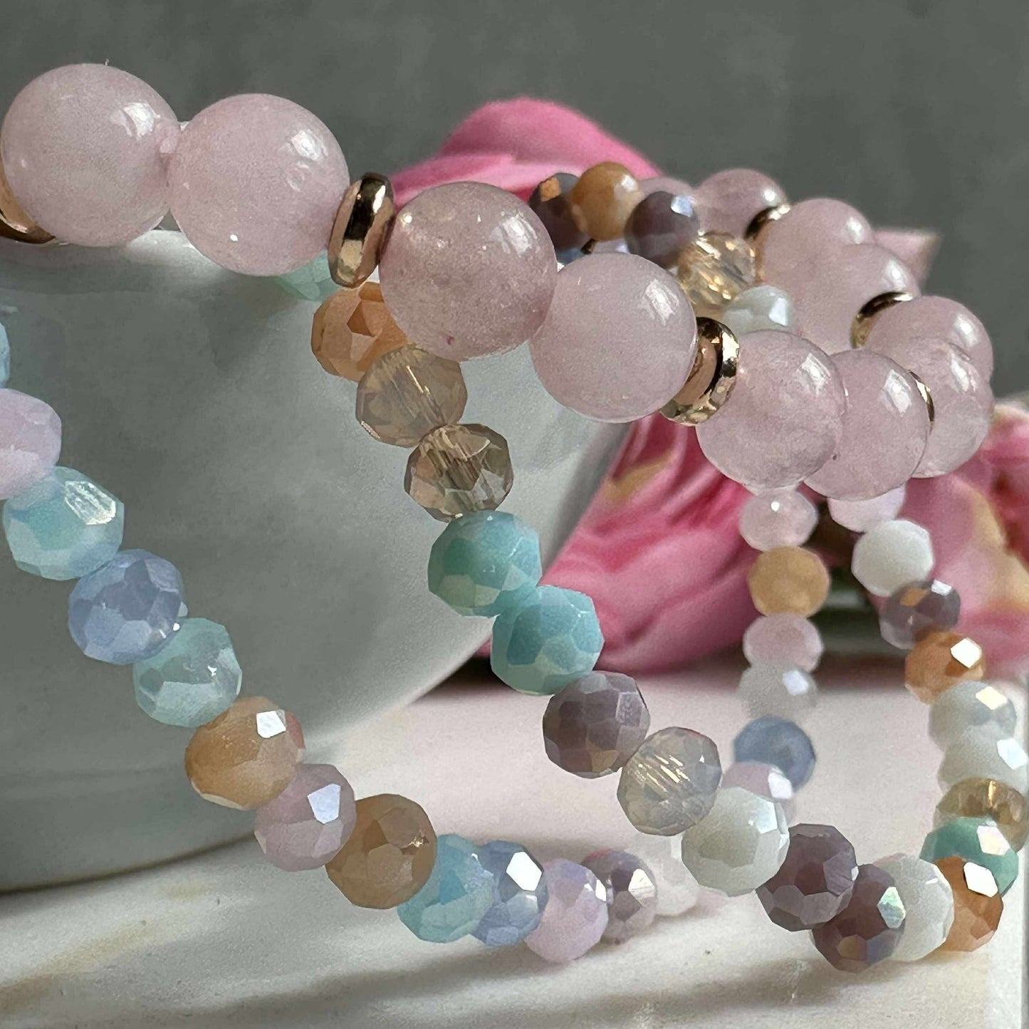 Armband Luna Soft pink – Set med 3 st