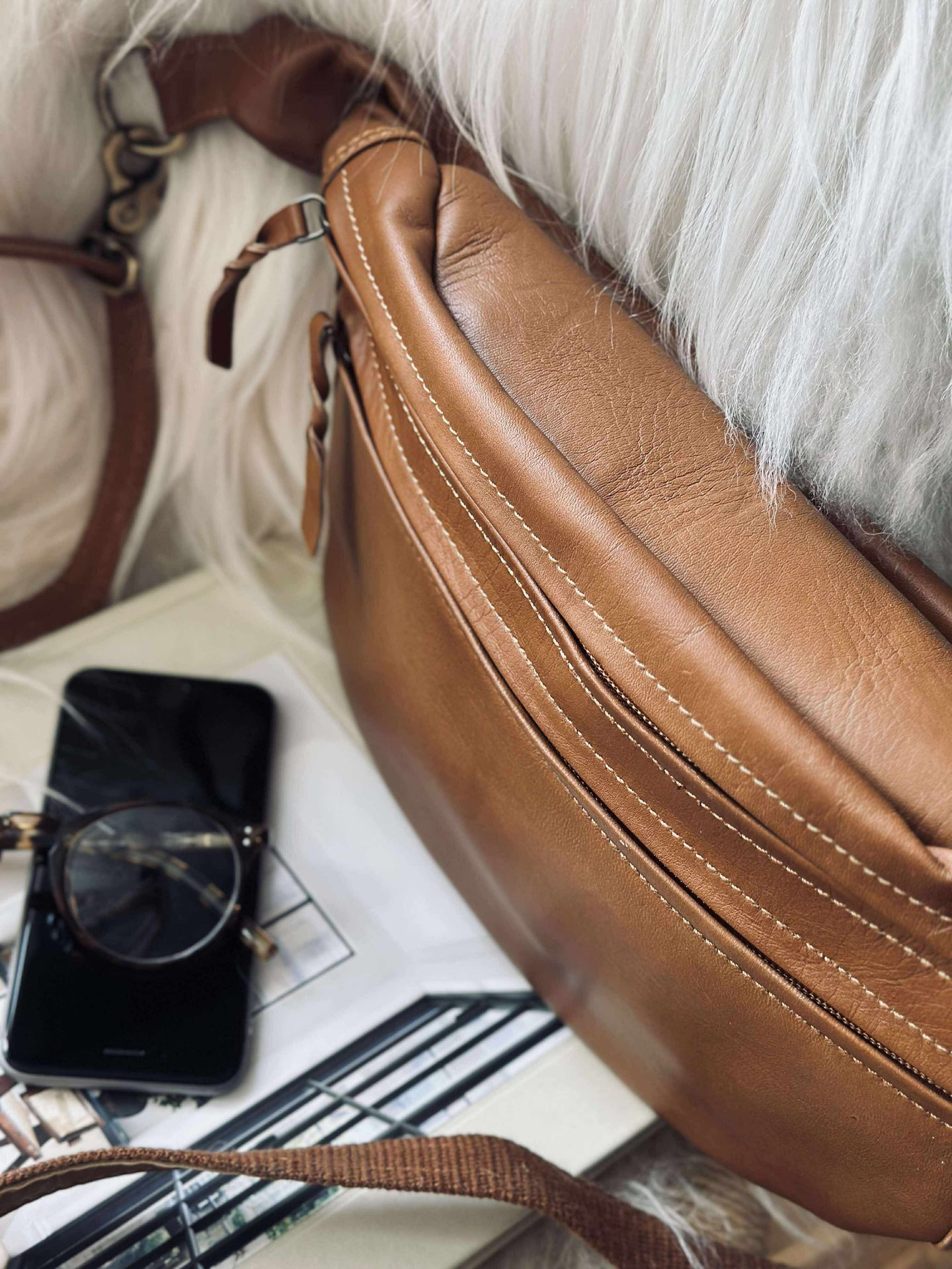 Midjeväska Stor Selma - Cognac