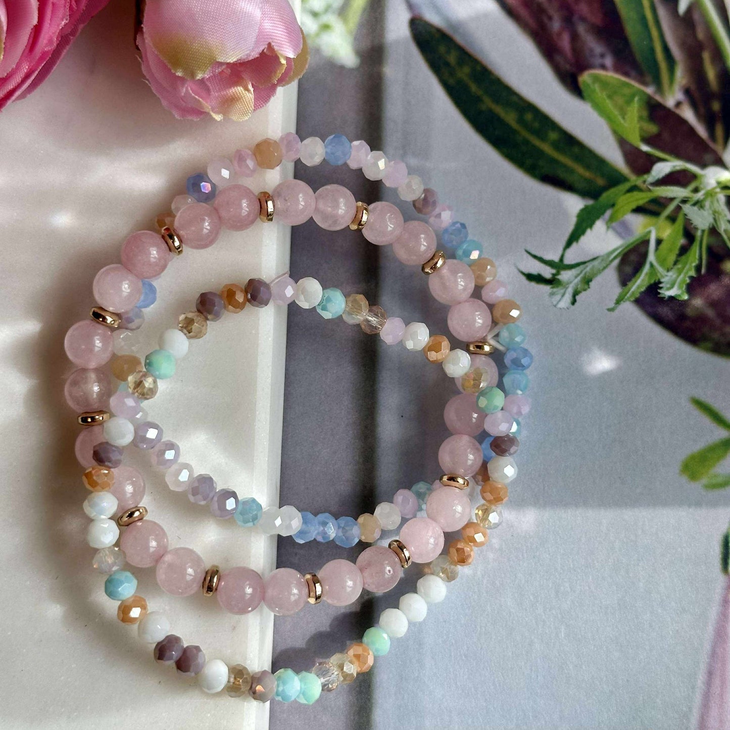 Armband Luna Soft pink – Set med 3 st