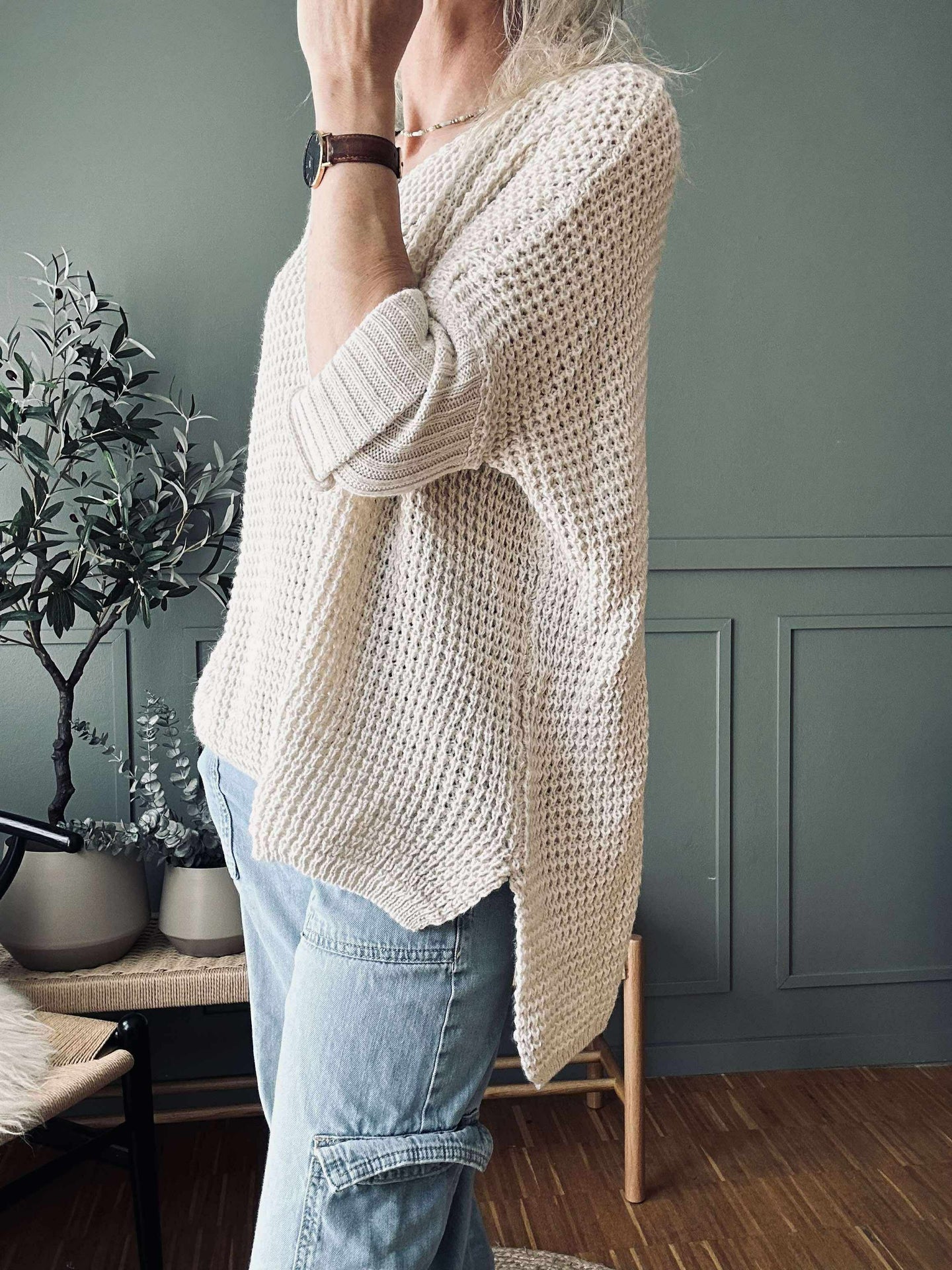 Stickad MILLE beige – Onesize