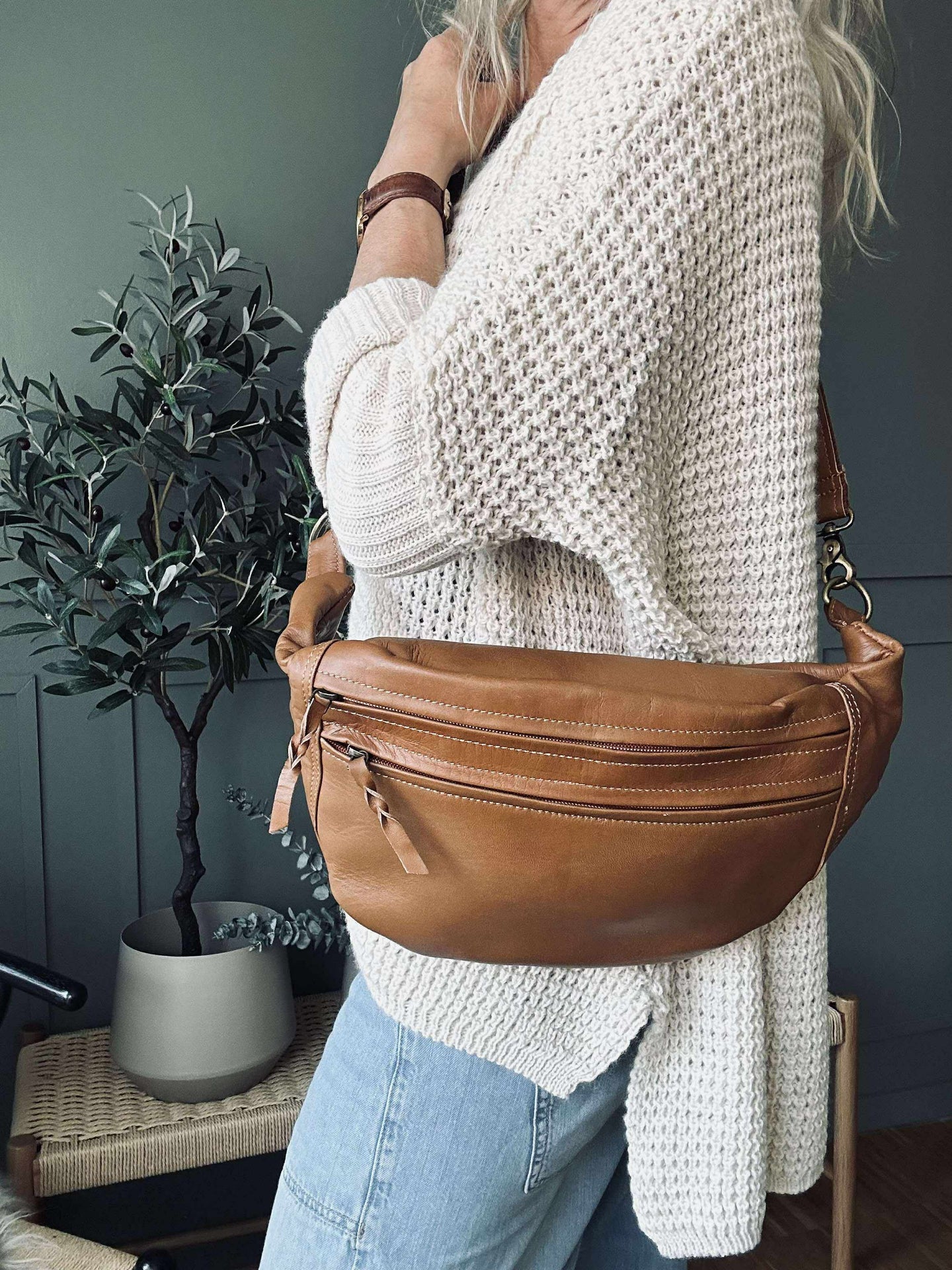 Midjeväska Stor Selma - Cognac