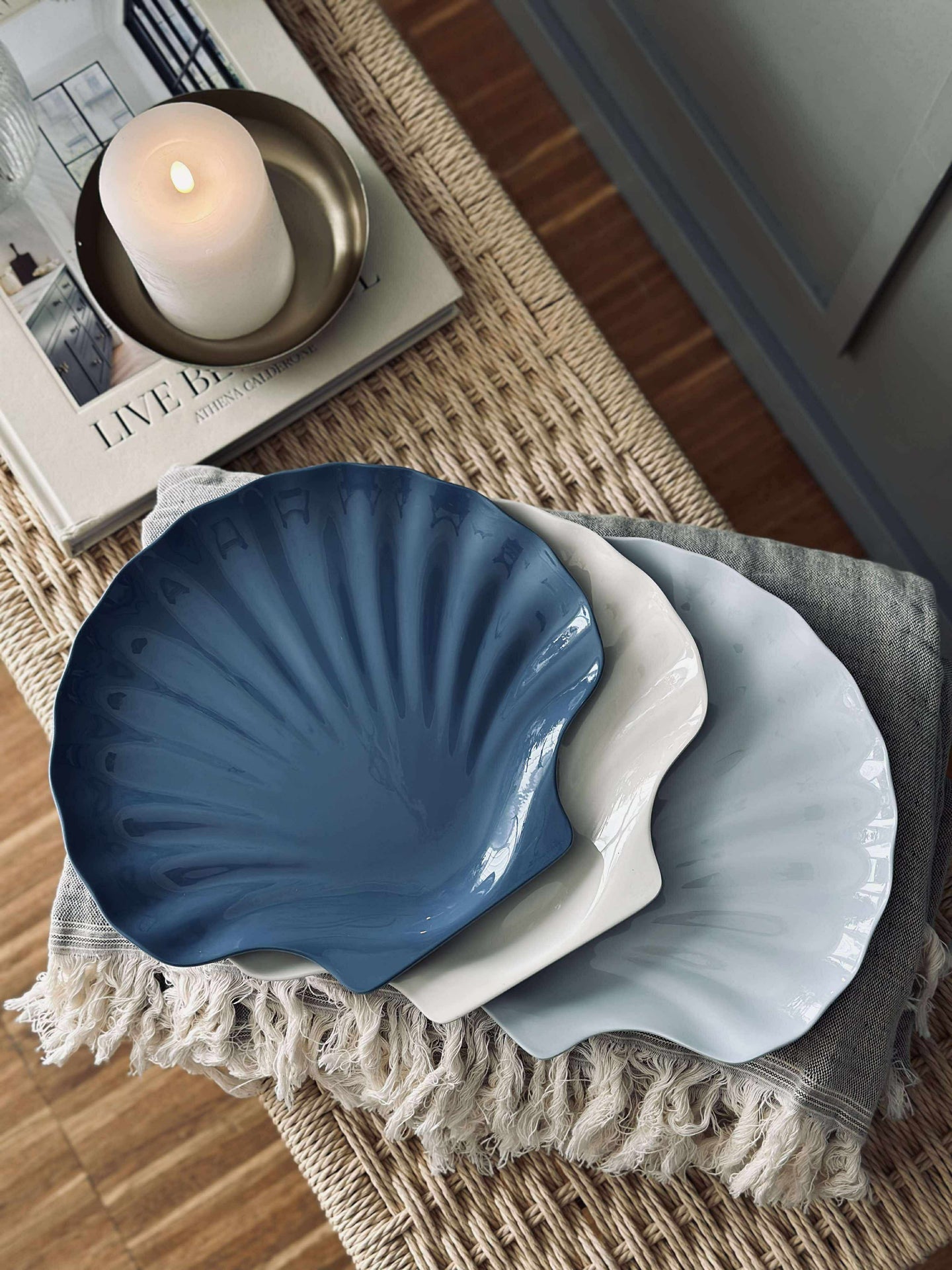 Tallrik melamin - Blå mussla