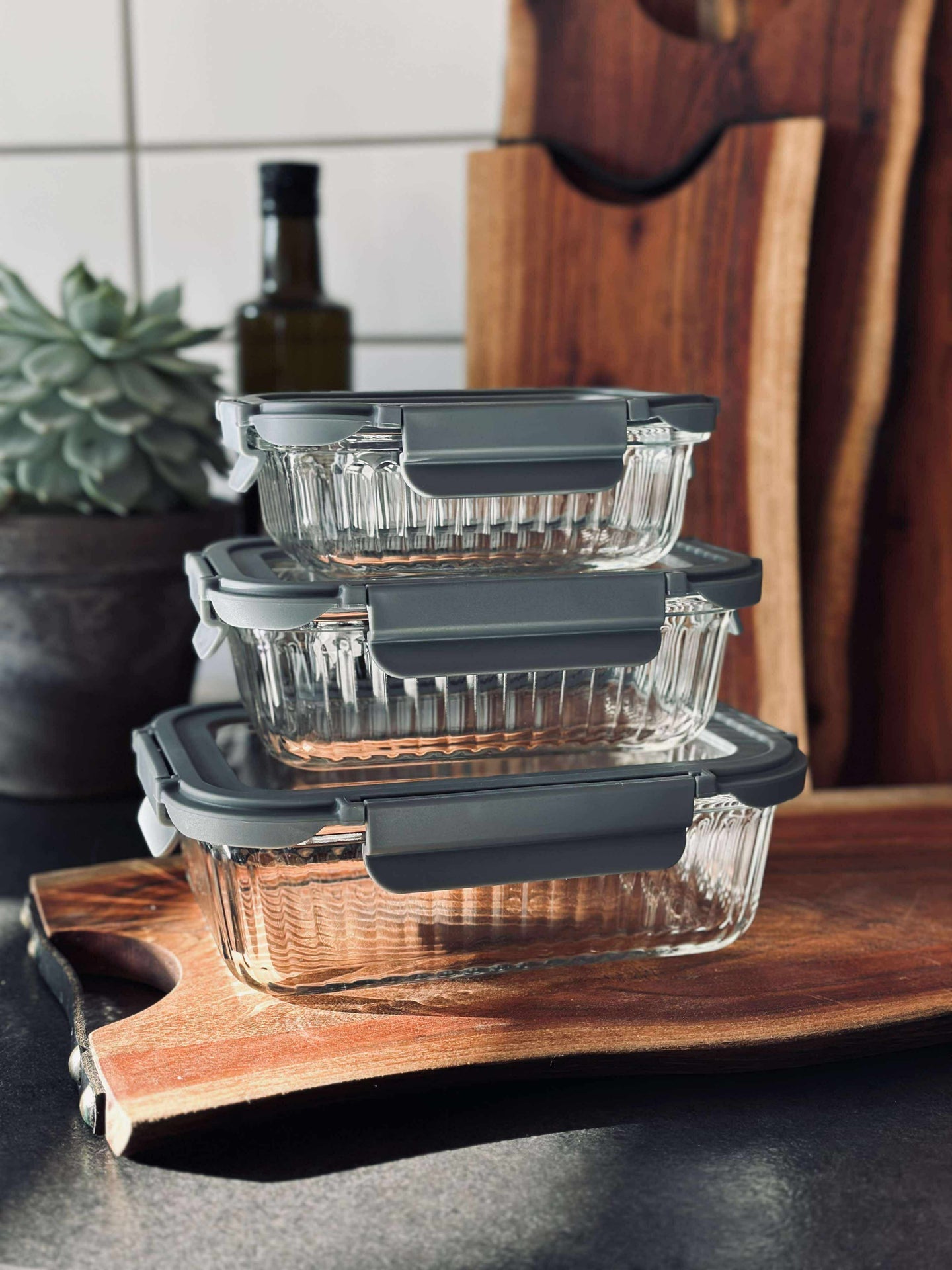 Förvaringsburkar i glas - Set om 3 st.