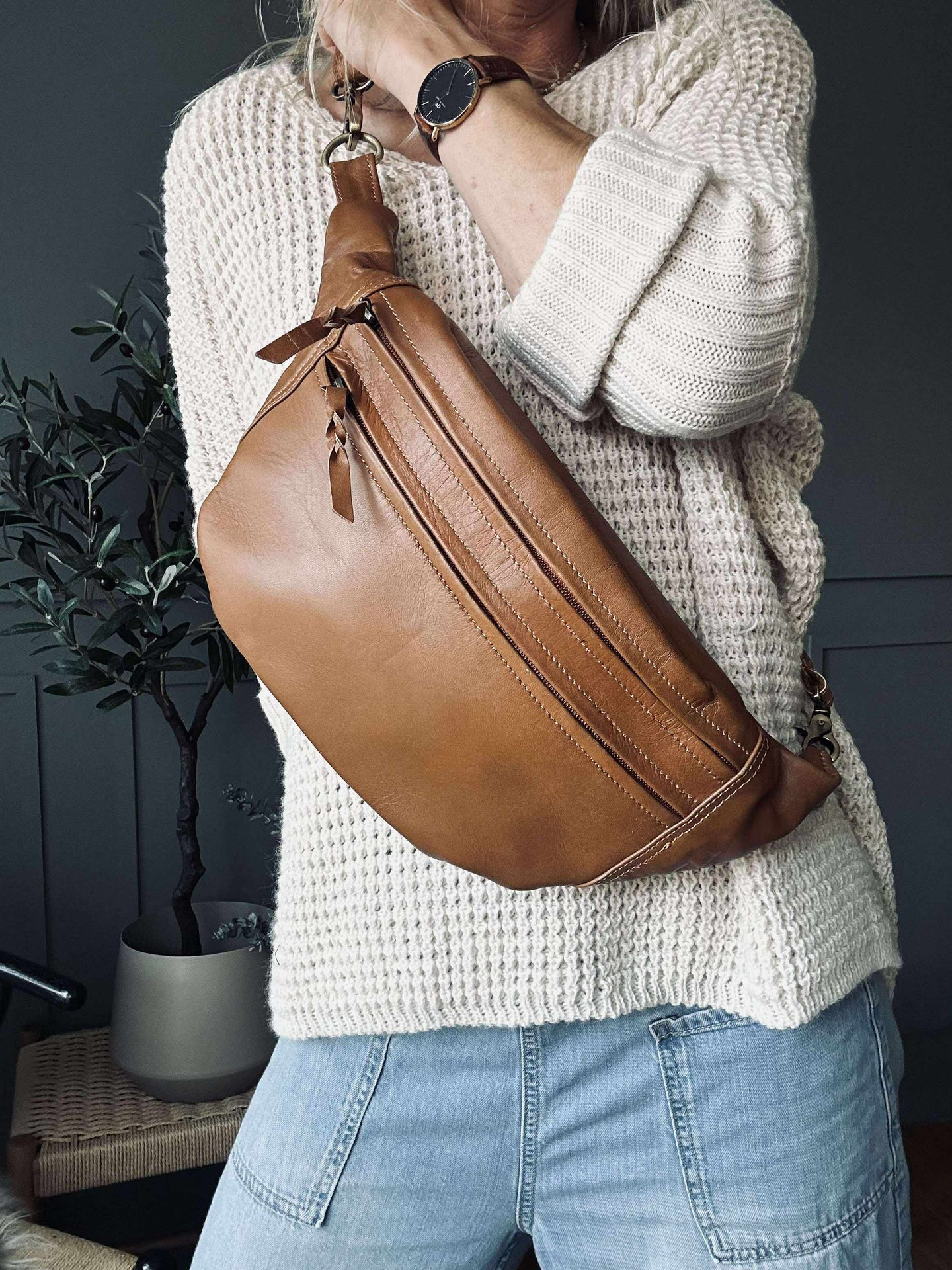 Midjeväska Stor Selma - Cognac