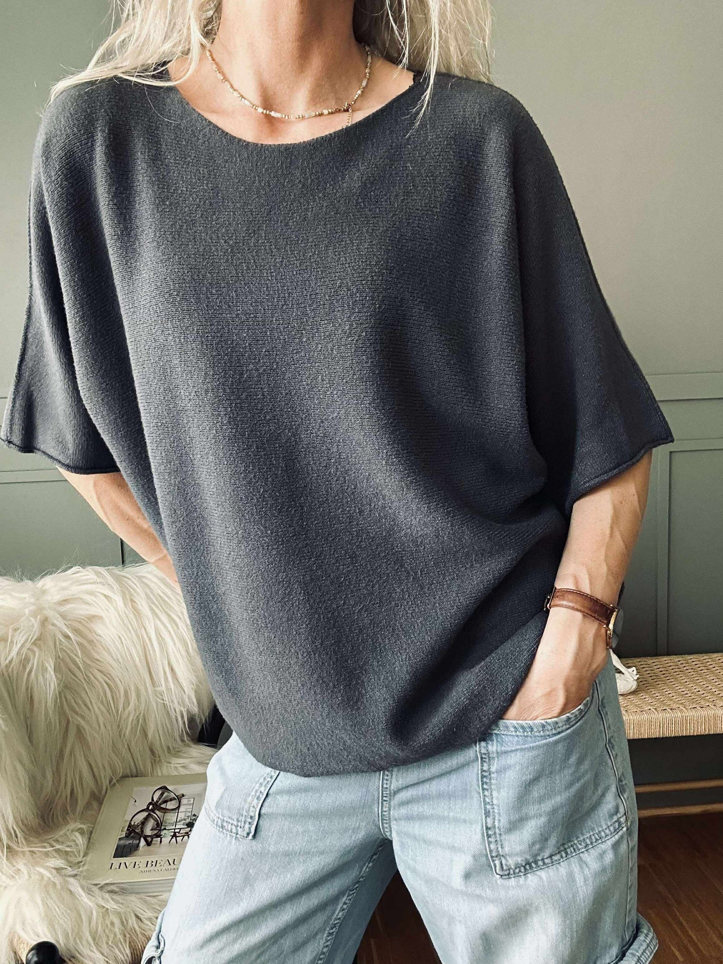 Blus Sia Mörkgrå – Oversize