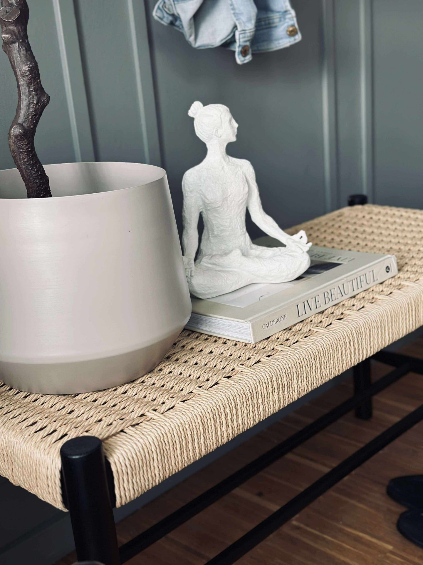 Bänk bok Svart / natur - 90 cm