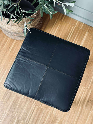 Kudde Tokyo i läder - 40x40 Svart