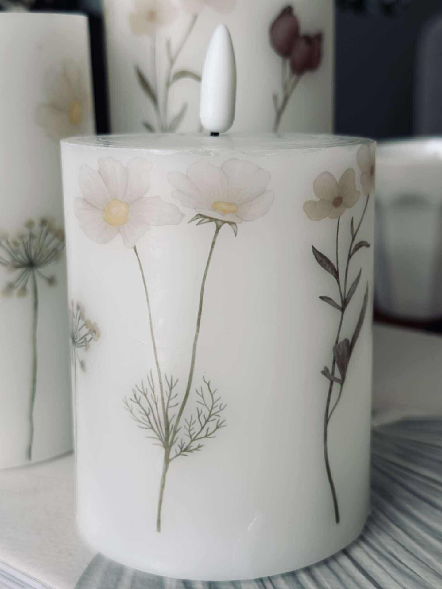 LED blockljus FLOWER – Set med 3 st och fjärrkontroll