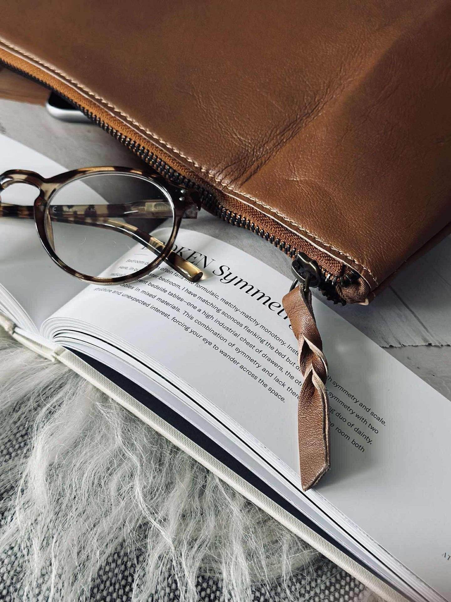 Kosmetikkväska / Clutch - Cognacläder